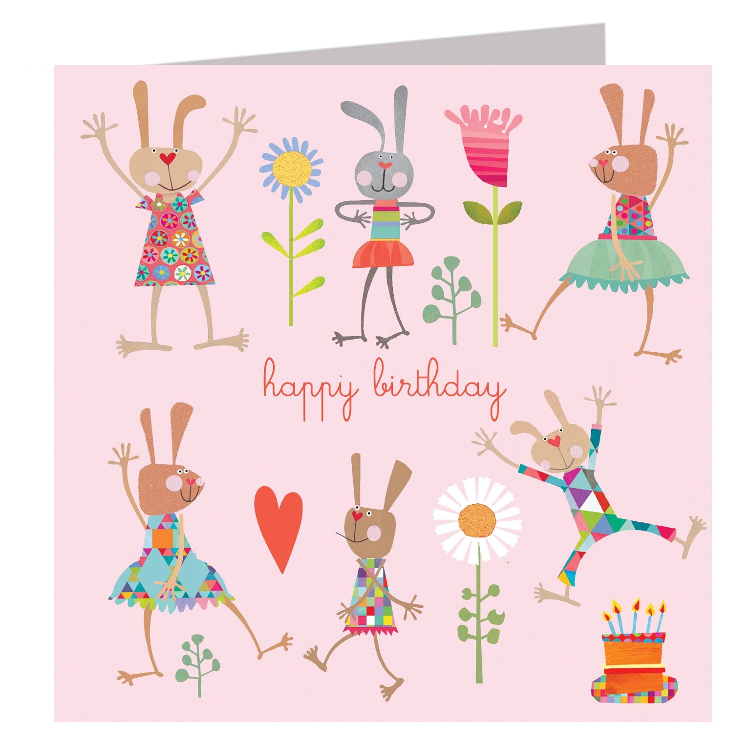 bouncy rabbits birthday card