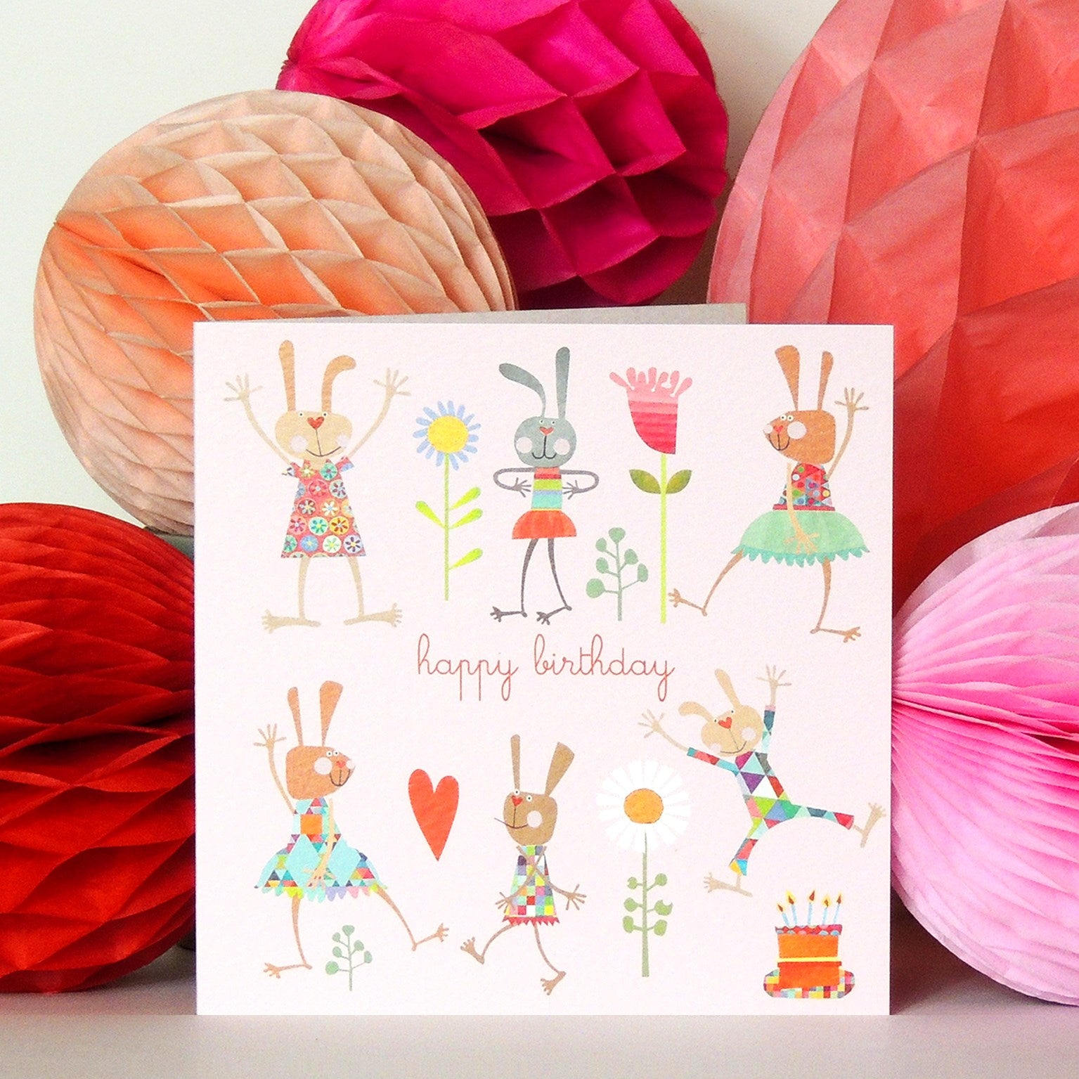 bouncy rabbits birthday card