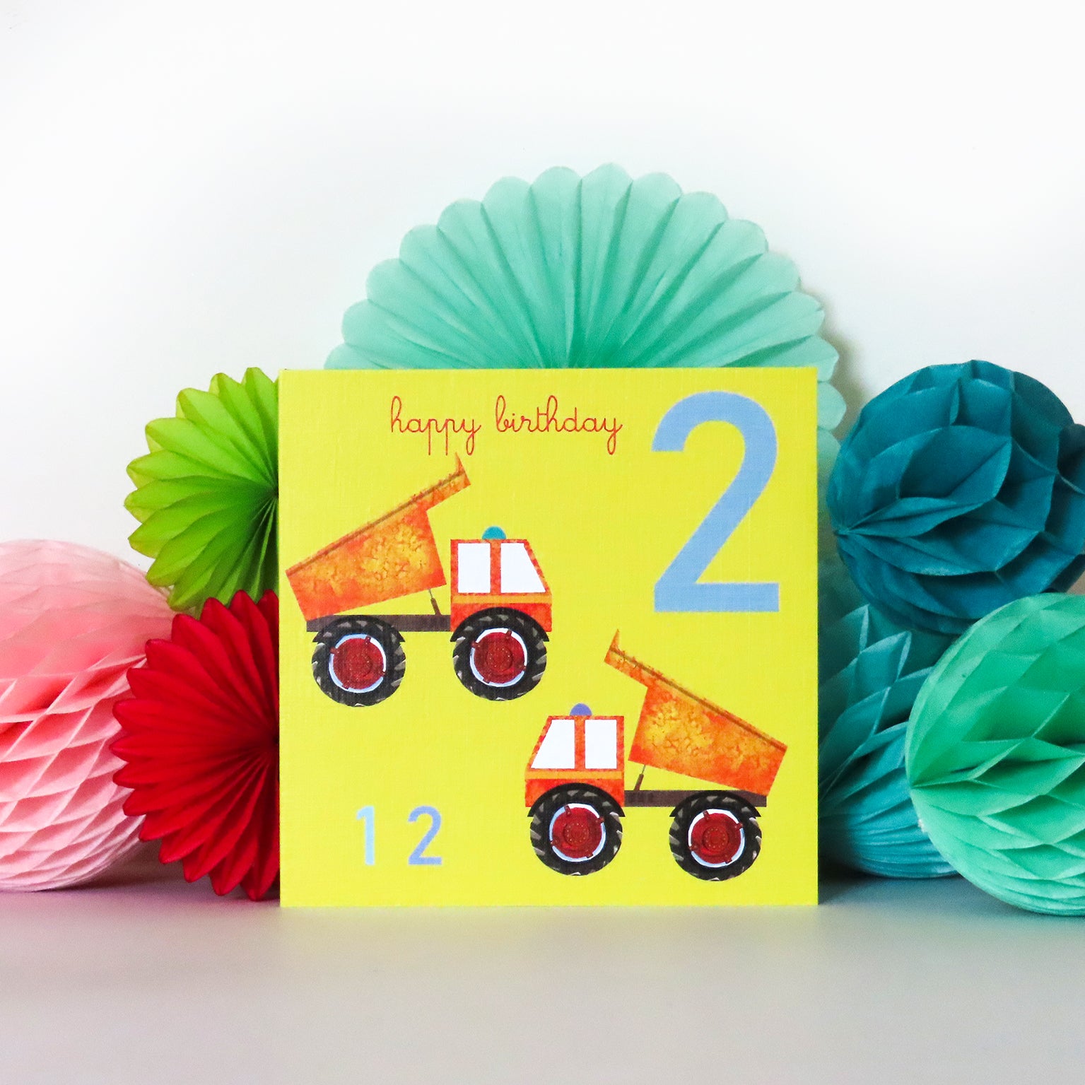 JA02 two trucks 2nd birthday card