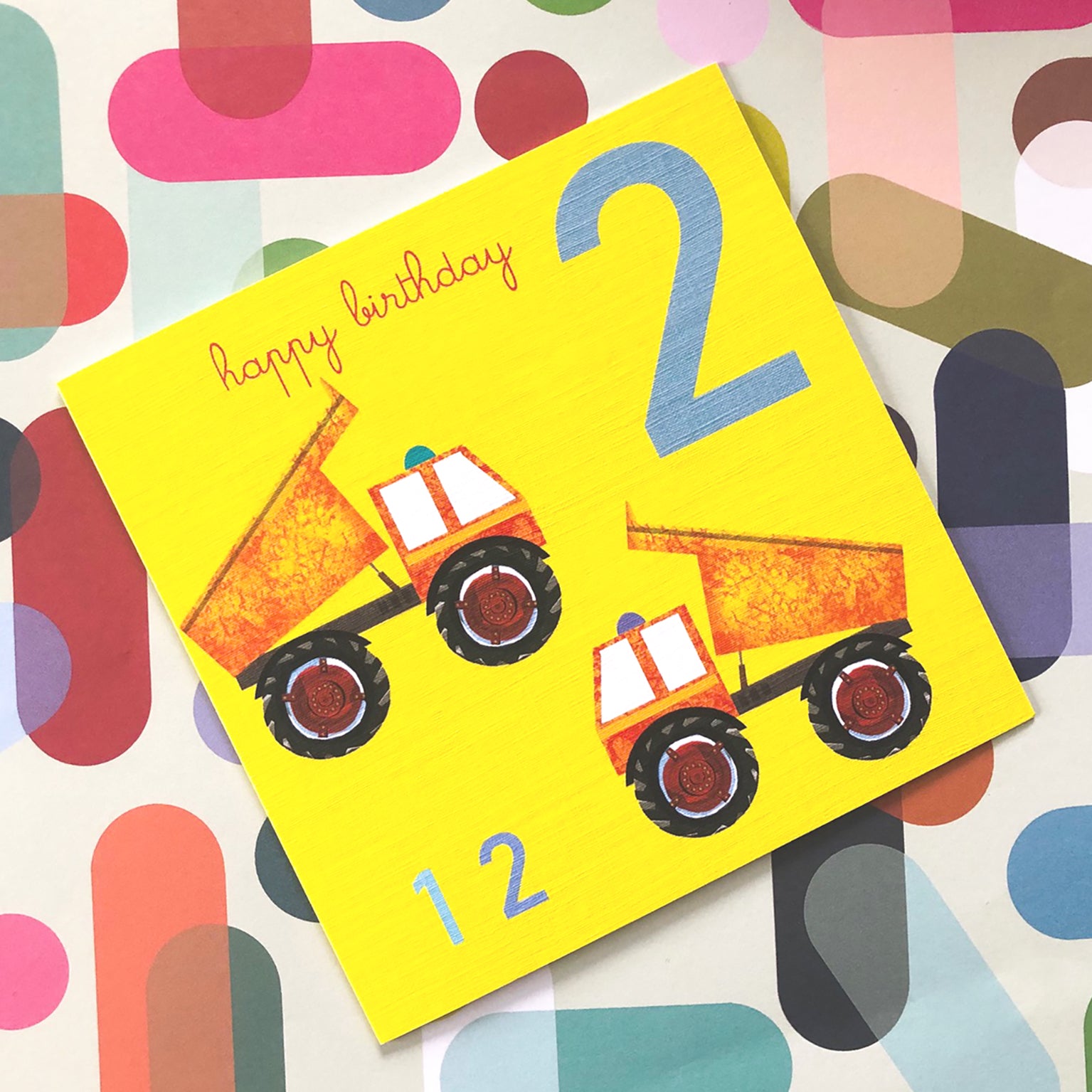 JA02 two trucks 2nd birthday card