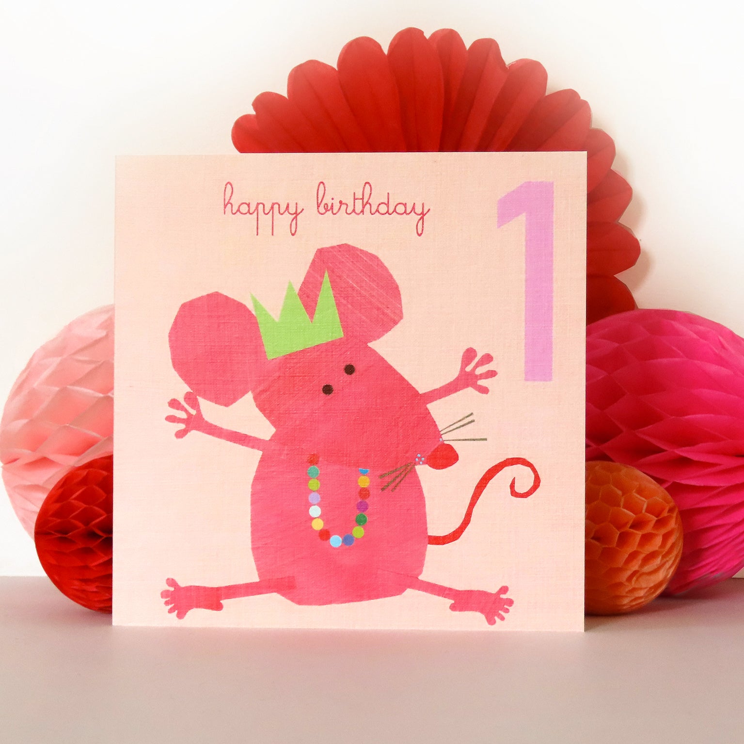 JA06 one mouse 1st birthday card