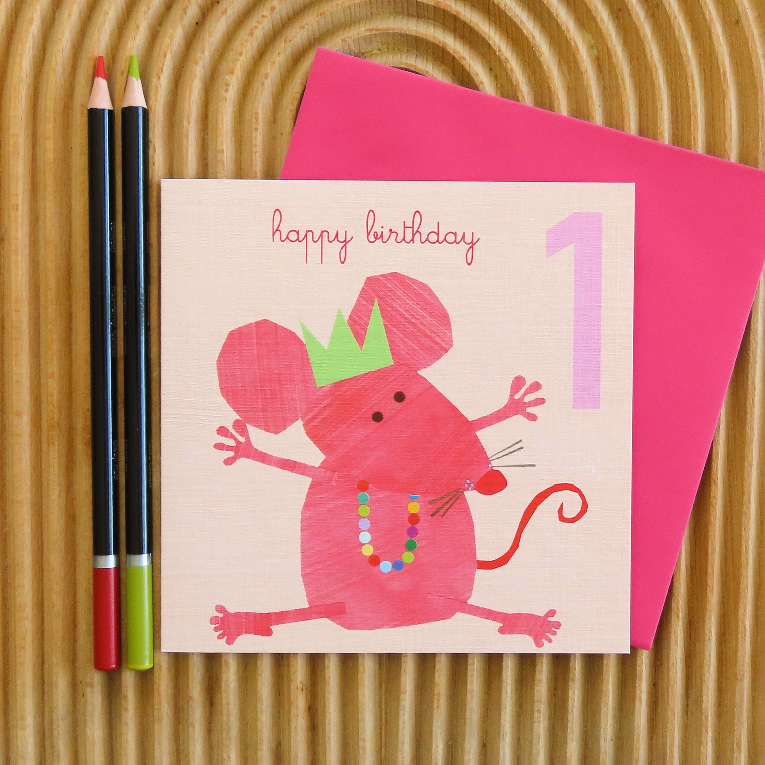 JA06 one mouse 1st birthday card