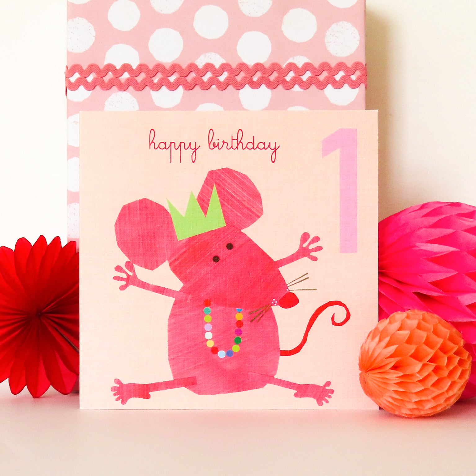 JA06 one mouse 1st birthday card