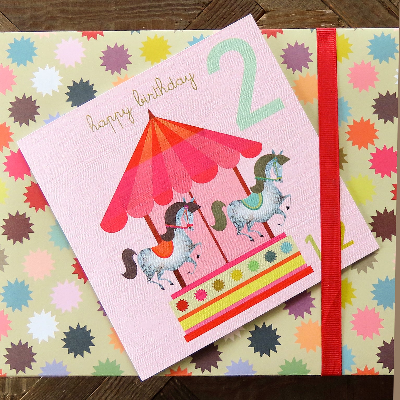 JA07 two horses 2nd birthday card