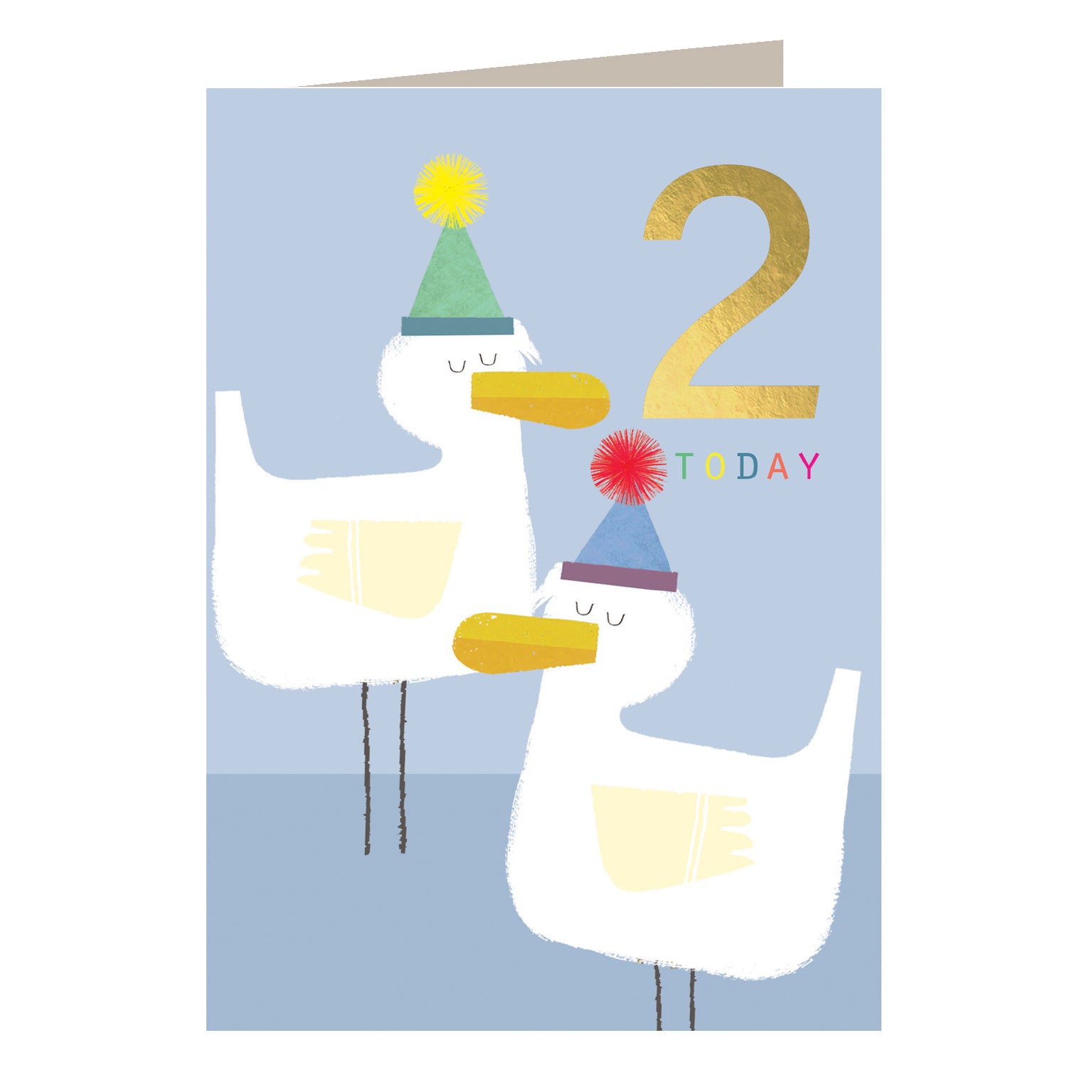 JES02 gold foiled ducklings 2nd birthday card