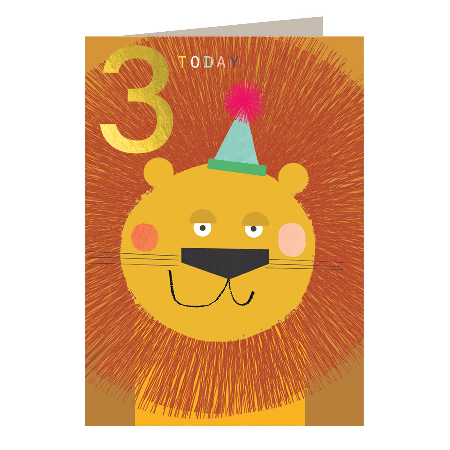 JES03 gold foiled lion 3rd birthday card