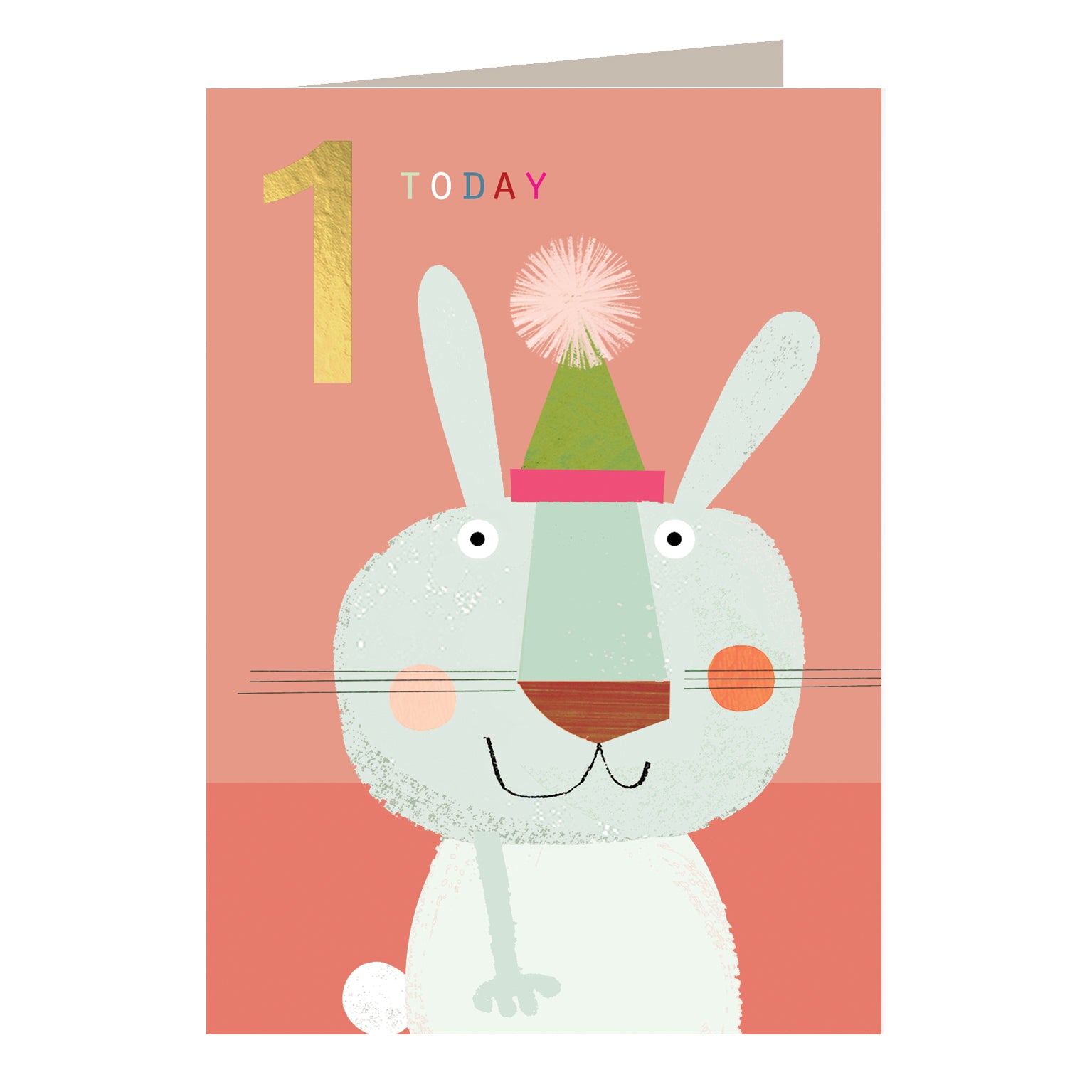 JES06 gold foiled rabbit 1st birthday card