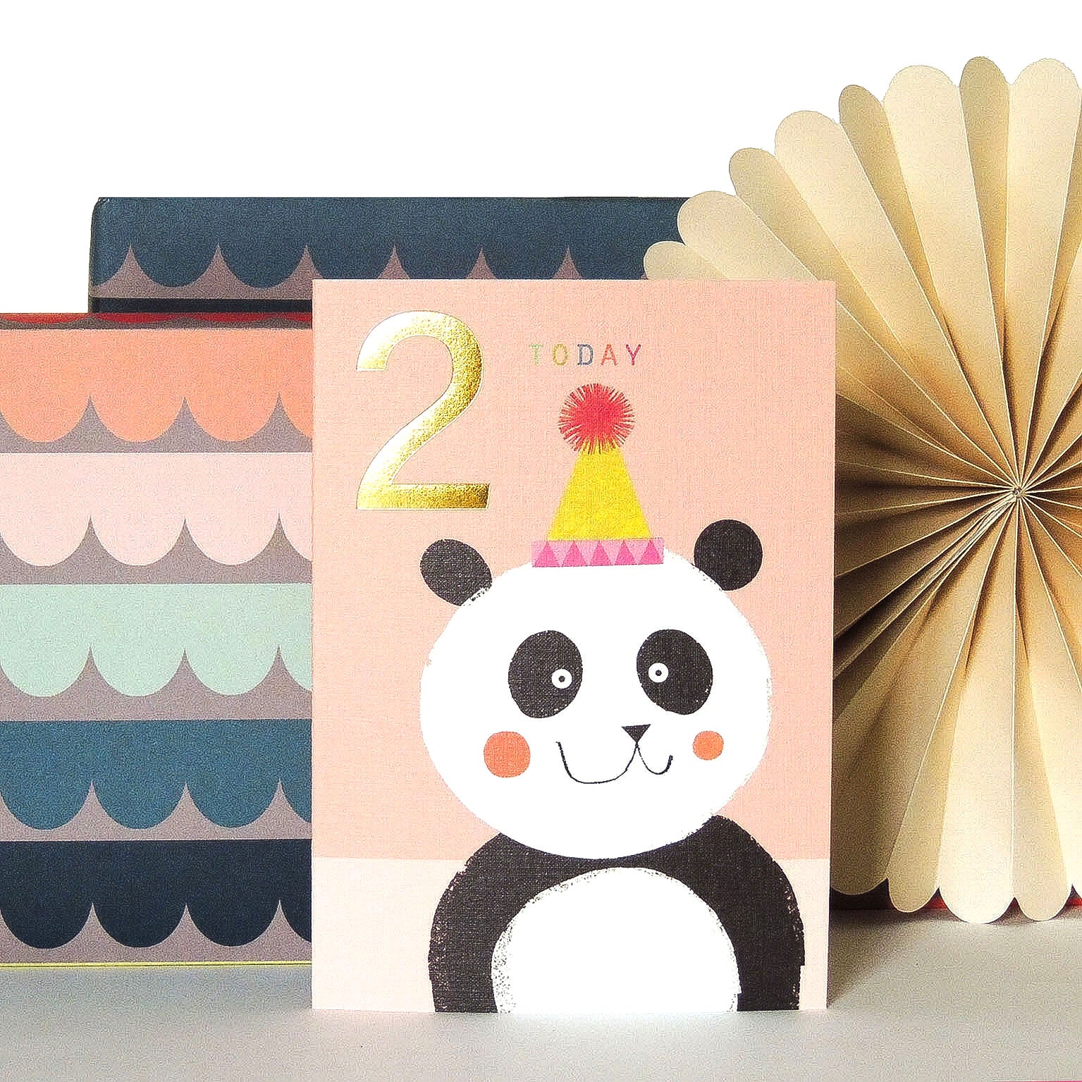 JES07 gold foiled panda 2nd birthday card