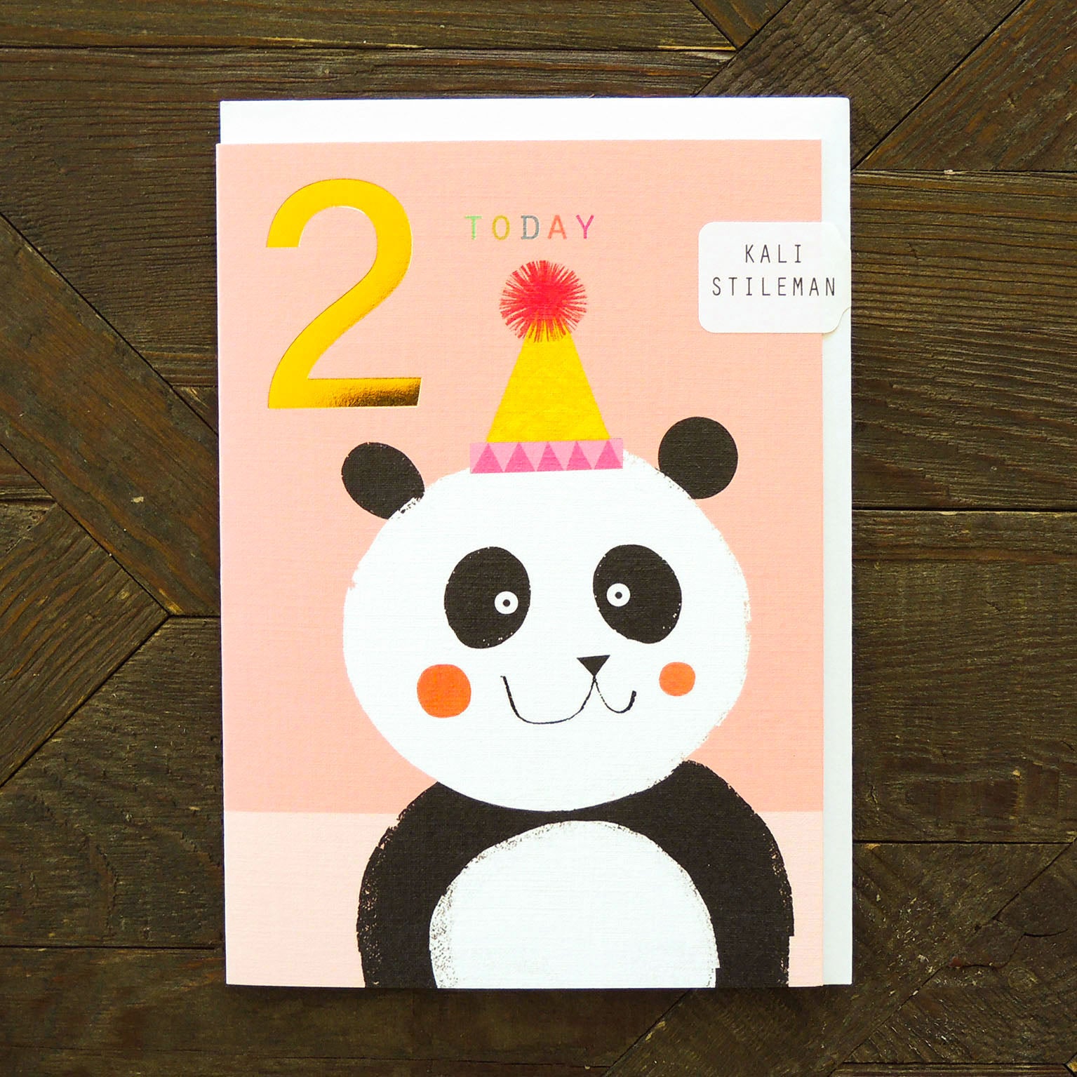 JES07 gold foiled panda 2nd birthday card