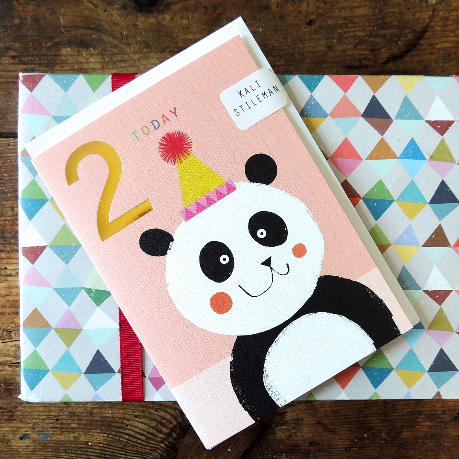 JES07 gold foiled panda 2nd birthday card