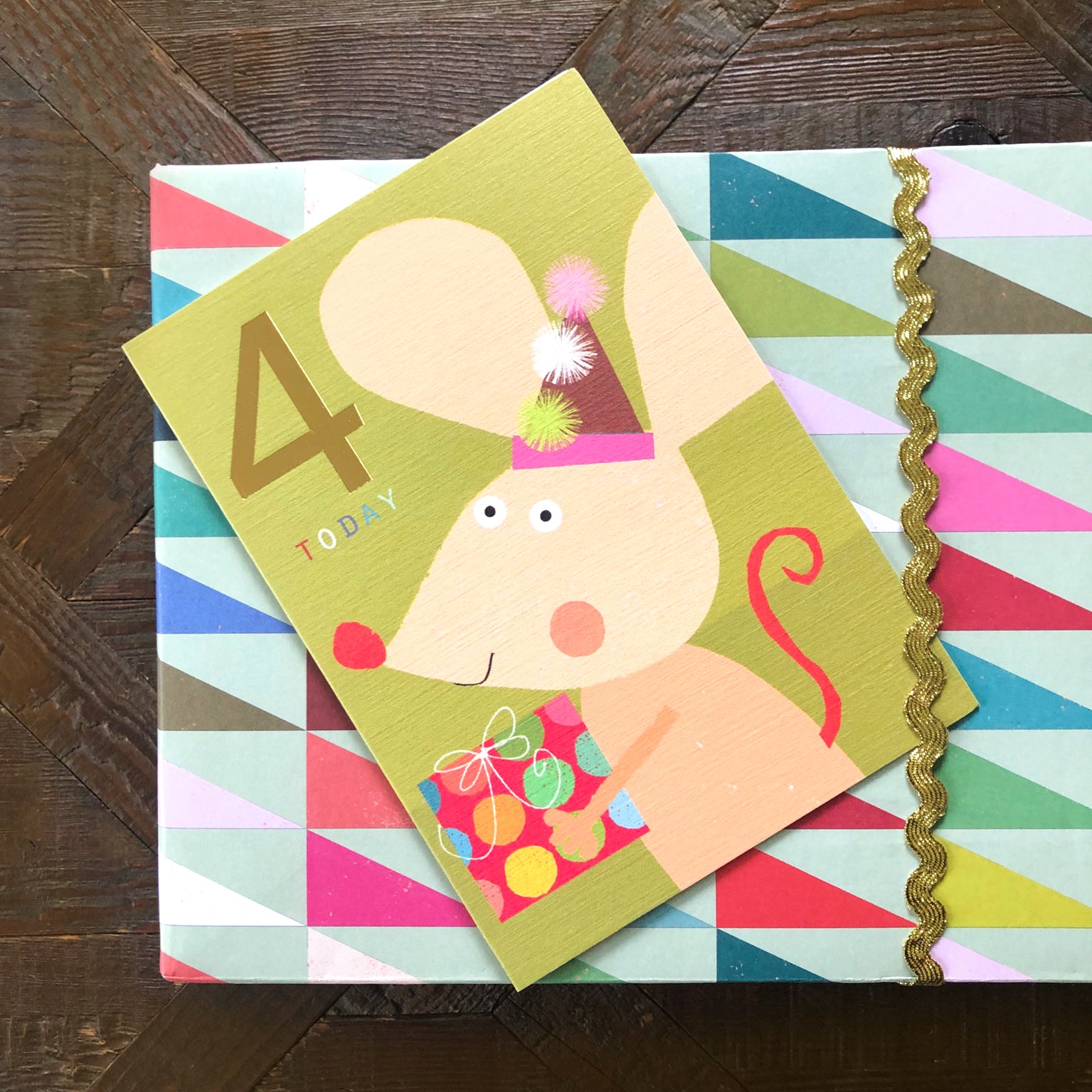 JES09 gold foiled mouse 4th birthday card