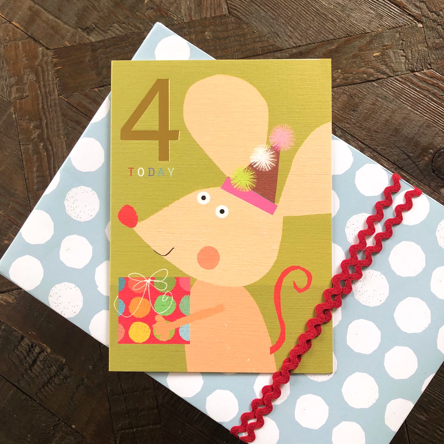 JES09 gold foiled mouse 4th birthday card