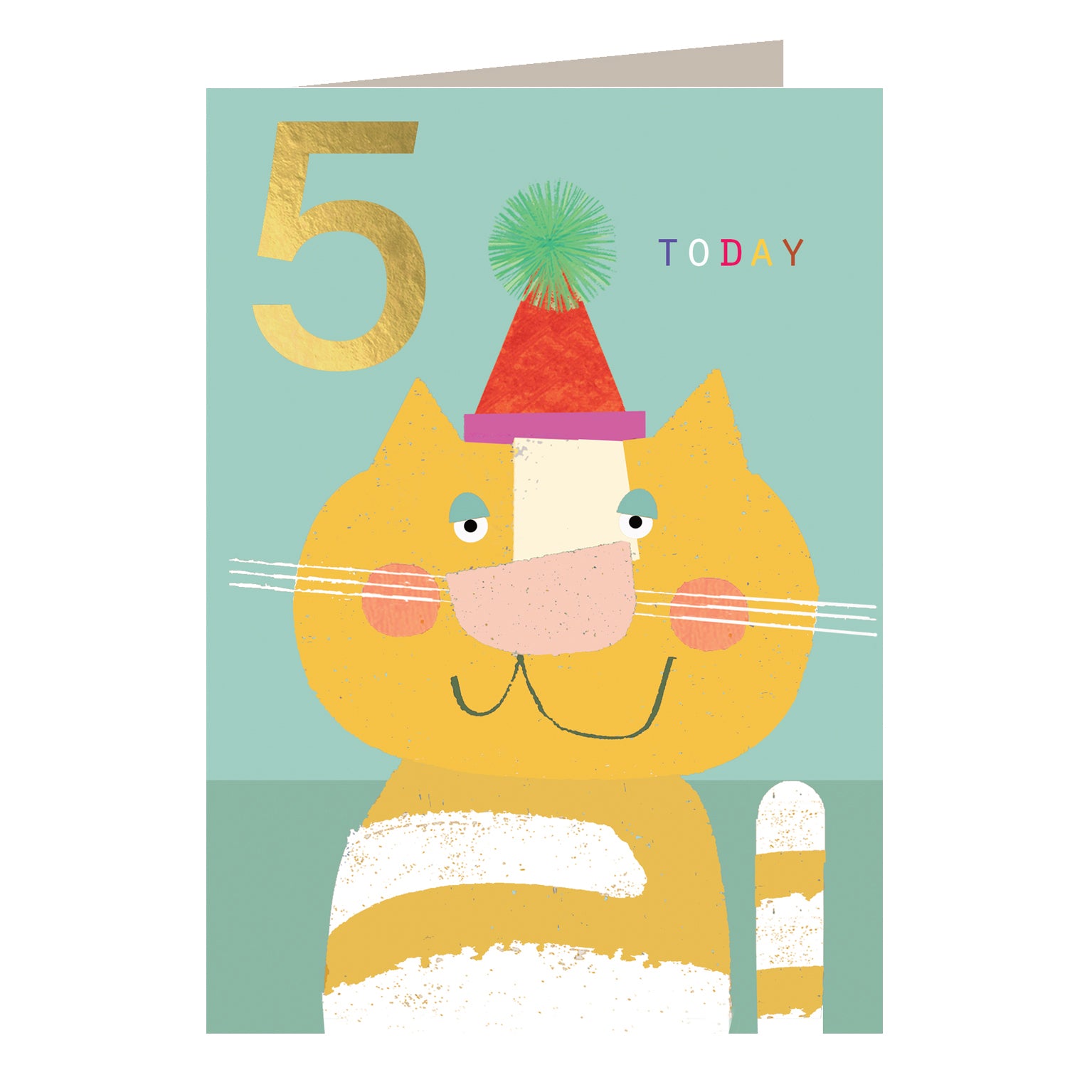 JES10 gold foiled cat 5th birthday card