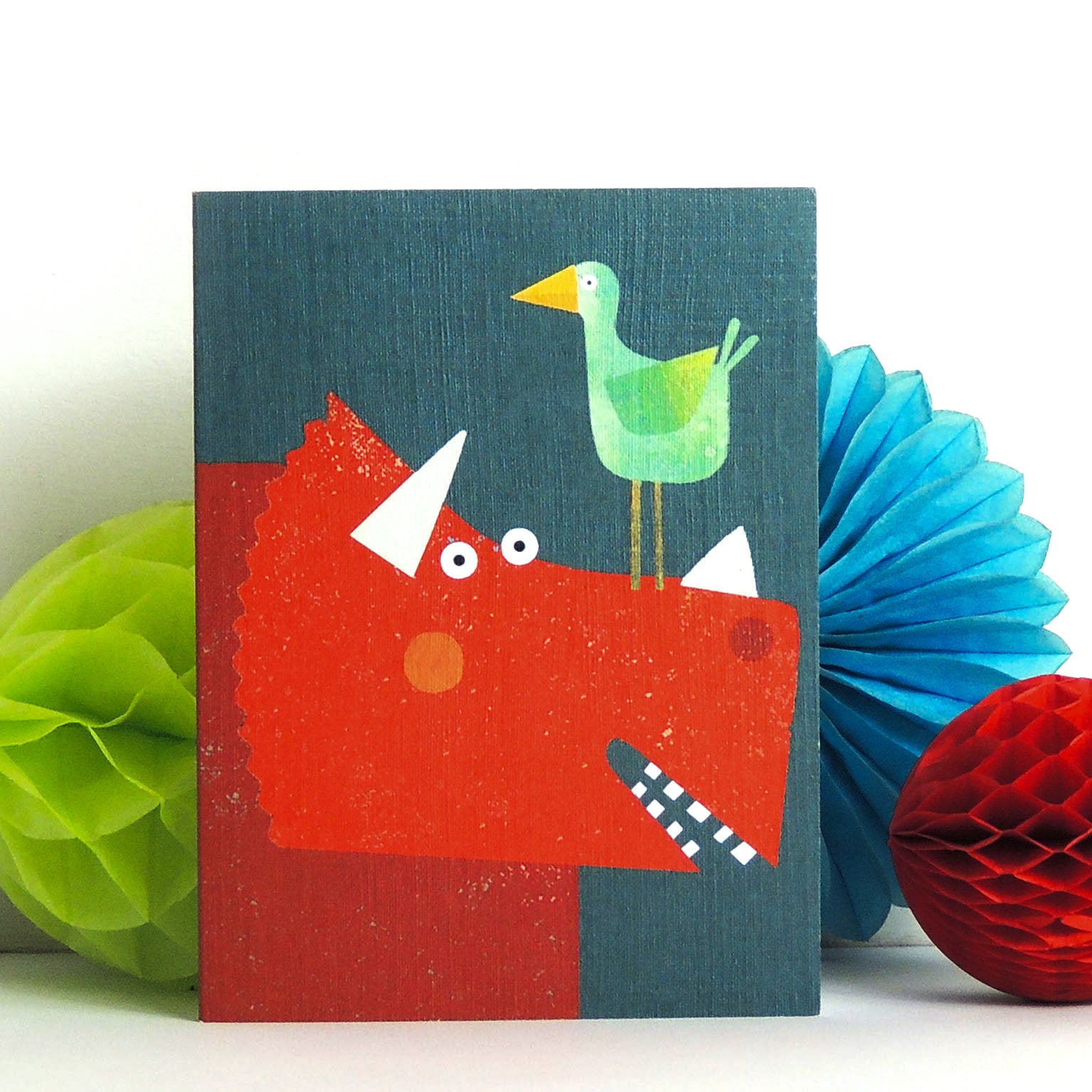 mini triceratops greetings card