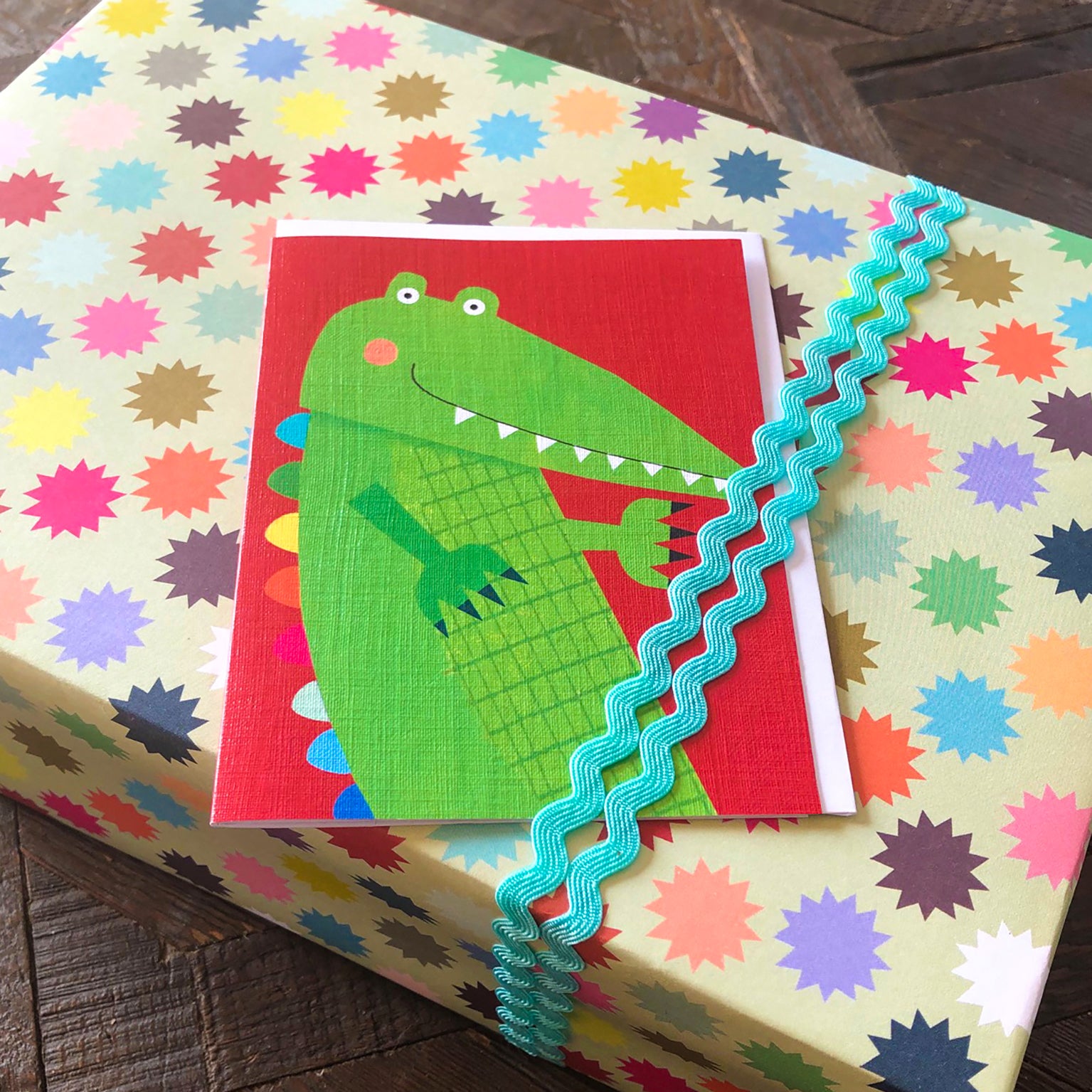 mini crocodle greetings card