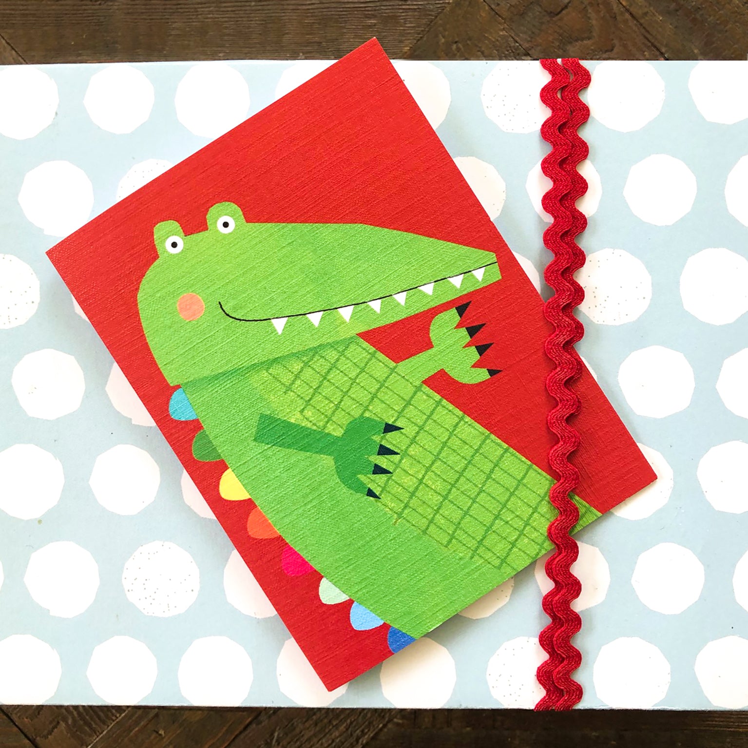 mini crocodle greetings card