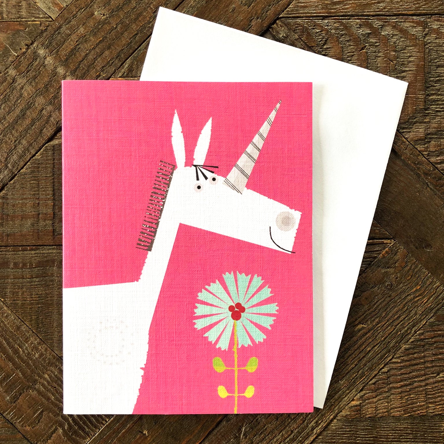 mini unicorn greetings card