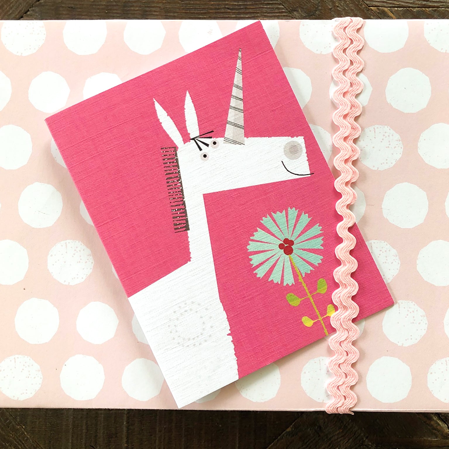 mini unicorn greetings card