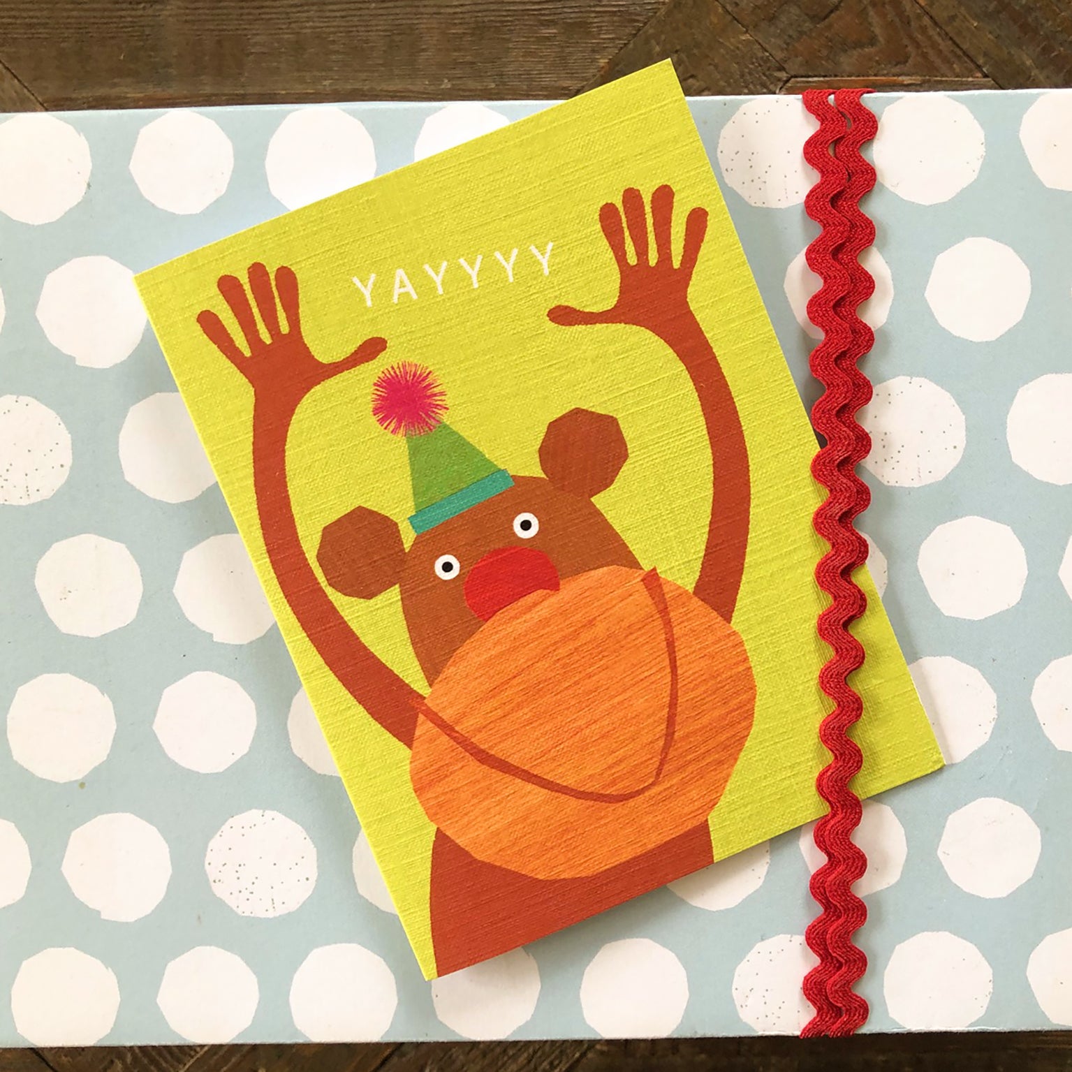 mini monkey greetings card