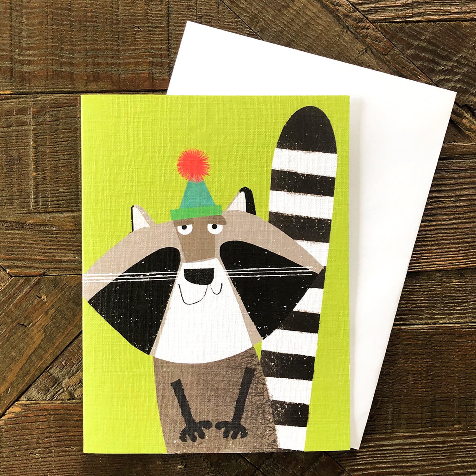 mini raccoon greetings card