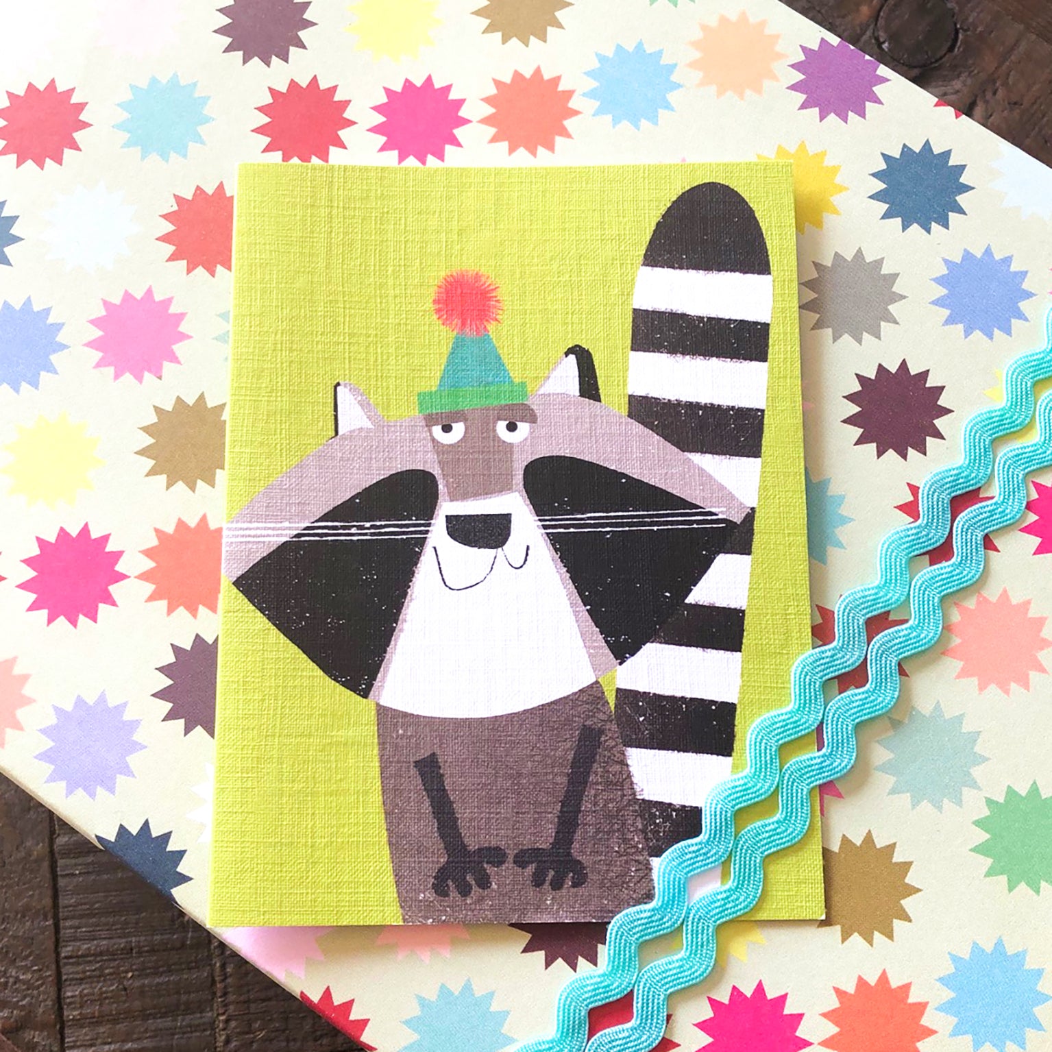 mini raccoon greetings card