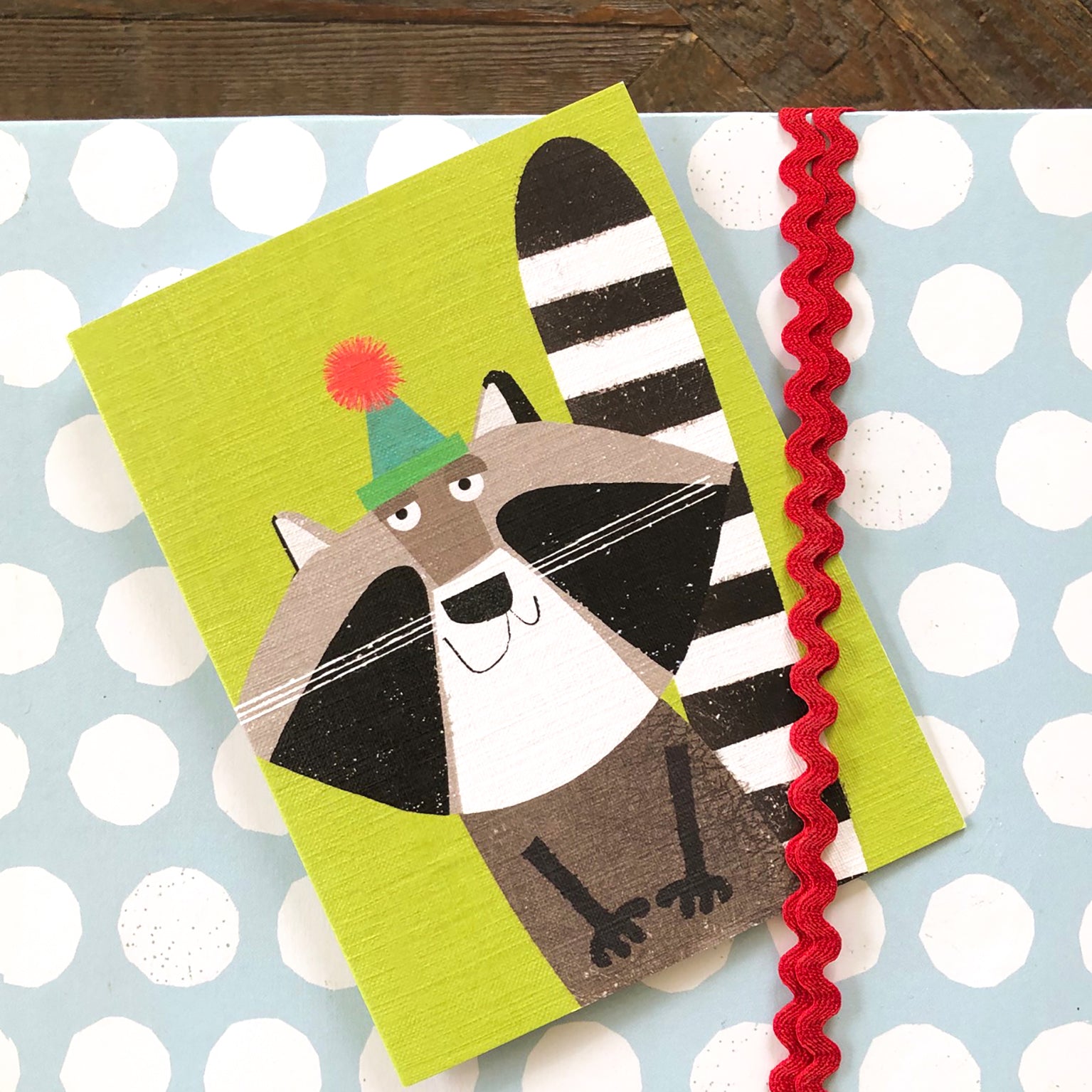 mini raccoon greetings card