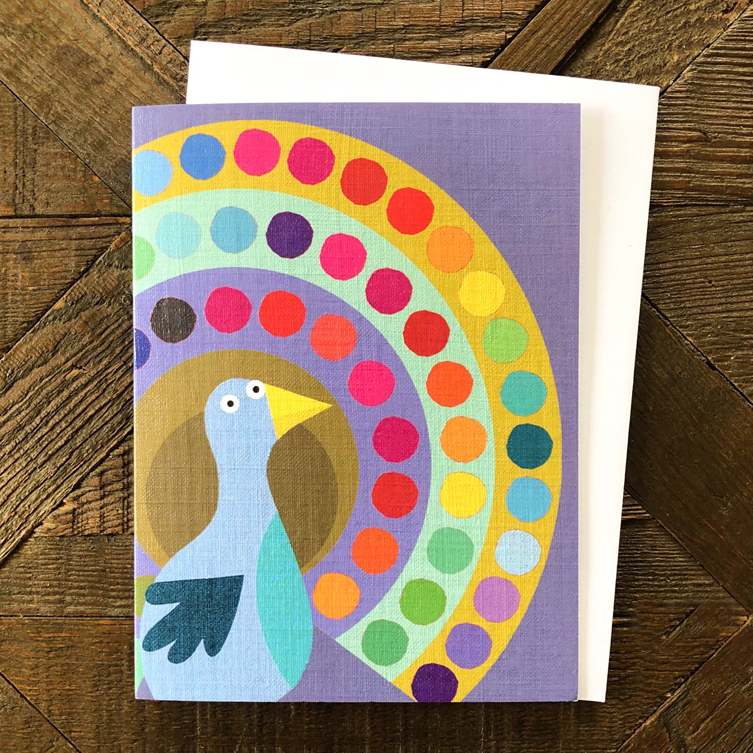 mini peacock greetings card