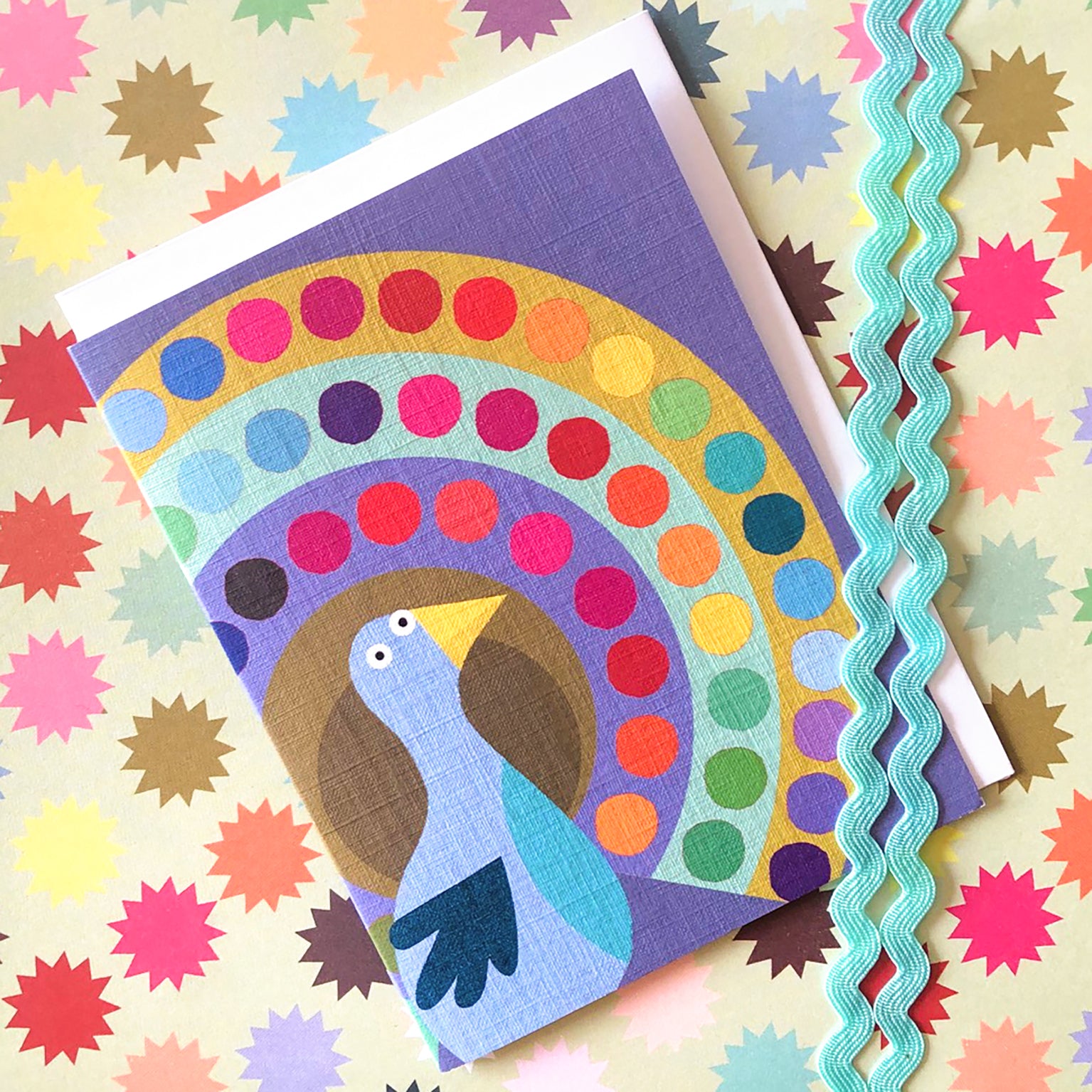 mini peacock greetings card