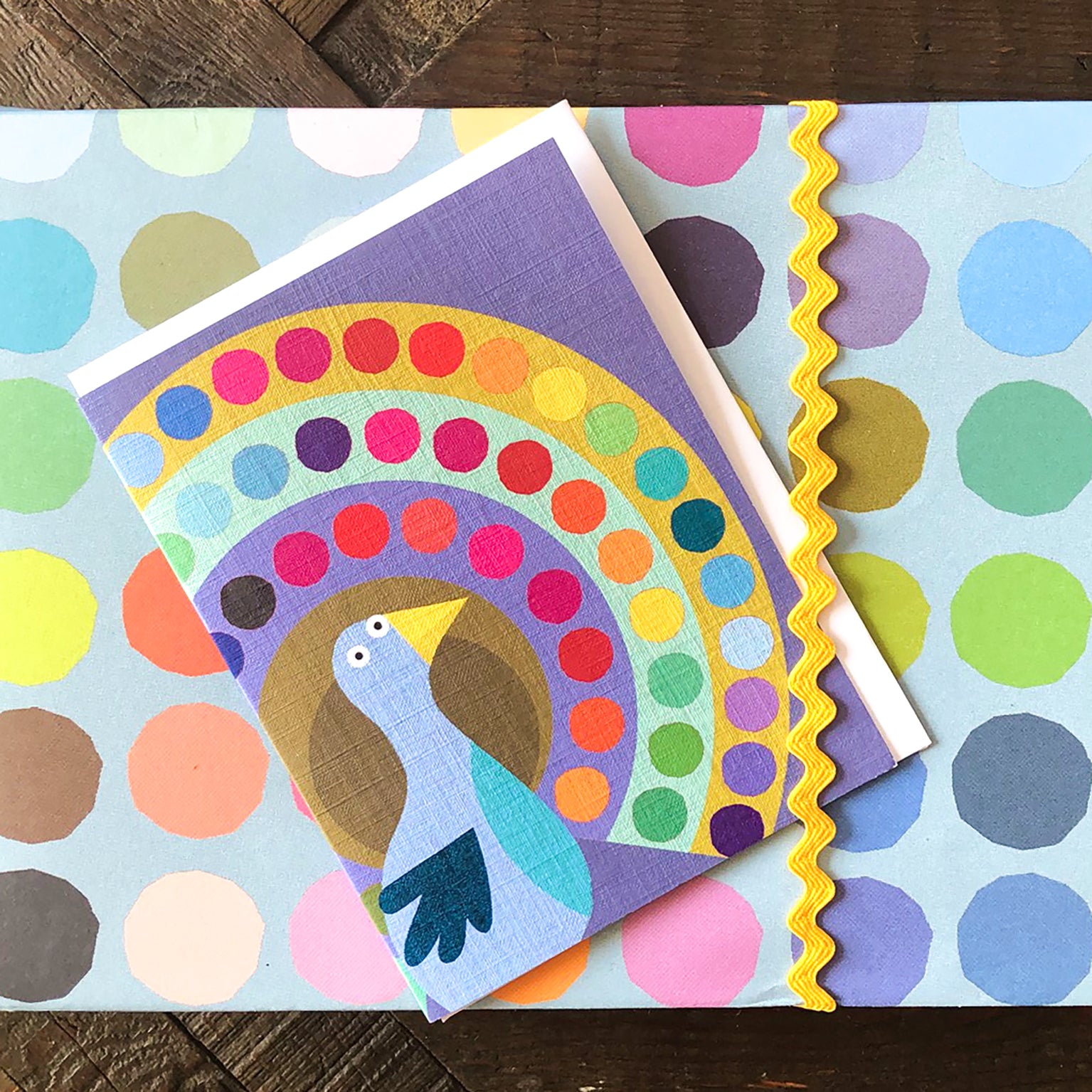 mini peacock greetings card