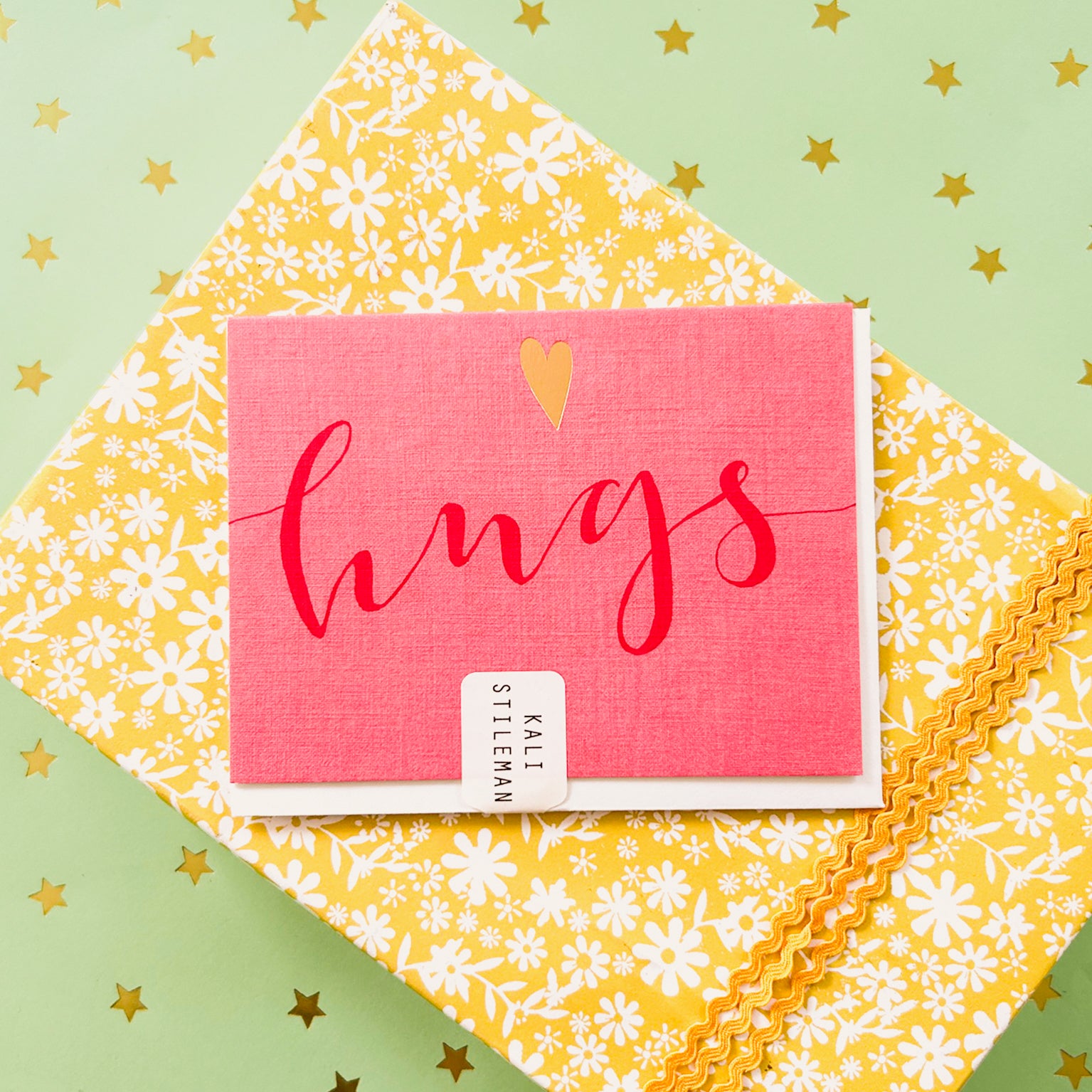 mini gold foiled hugs card