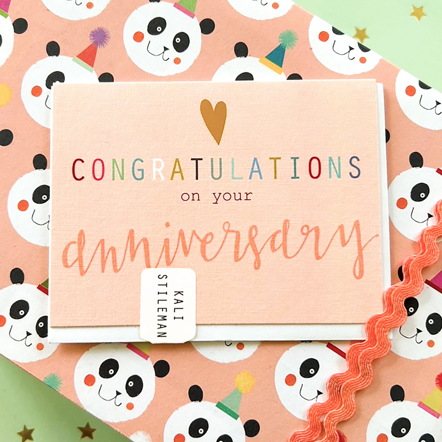 mini gold foiled anniversary card