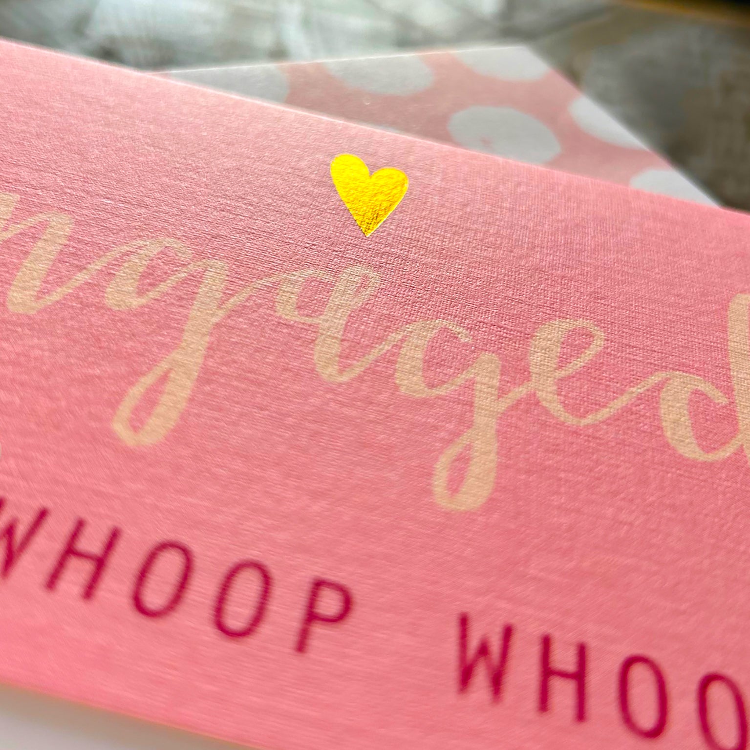 mini gold foiled engaged card