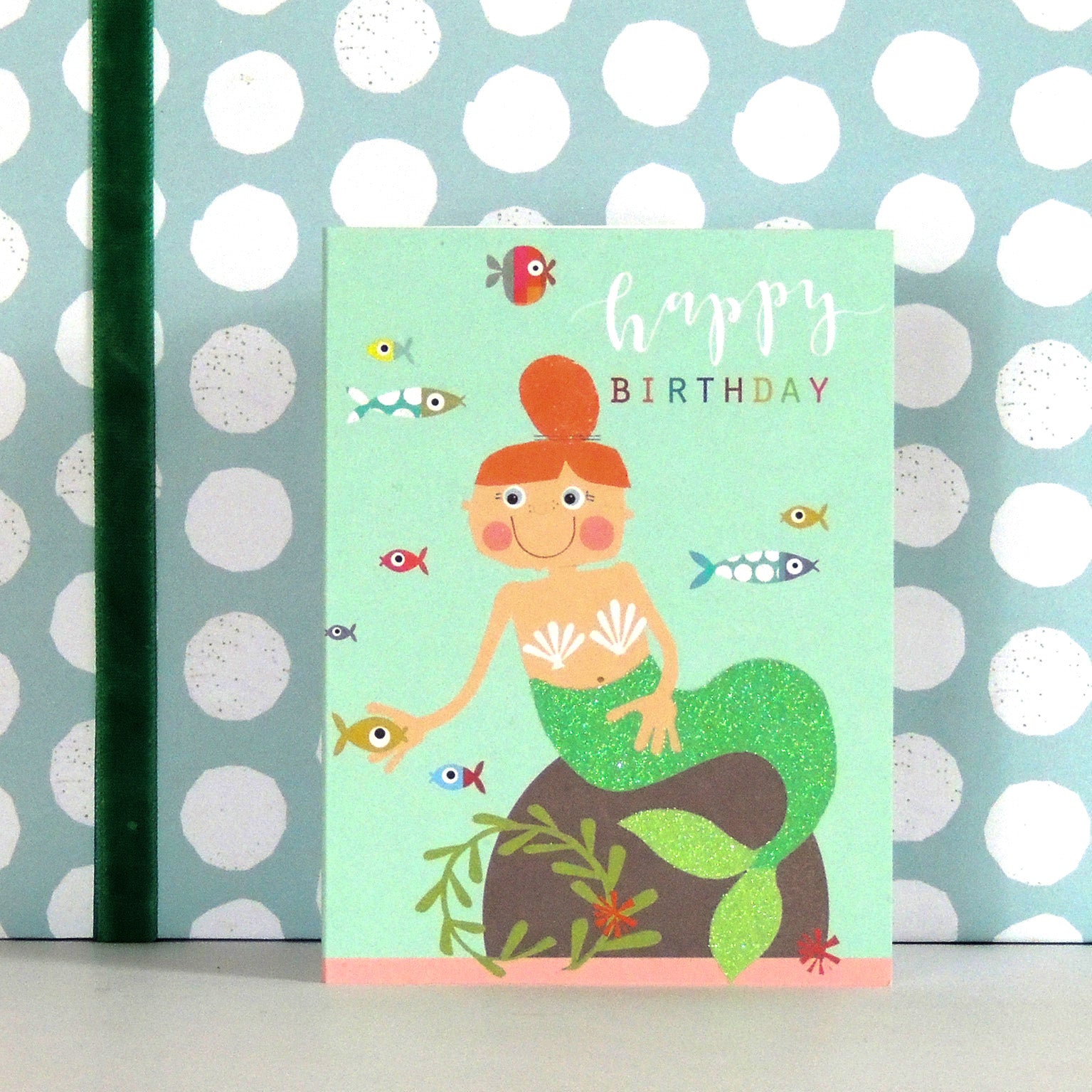 mini glittery mermaid birthday card