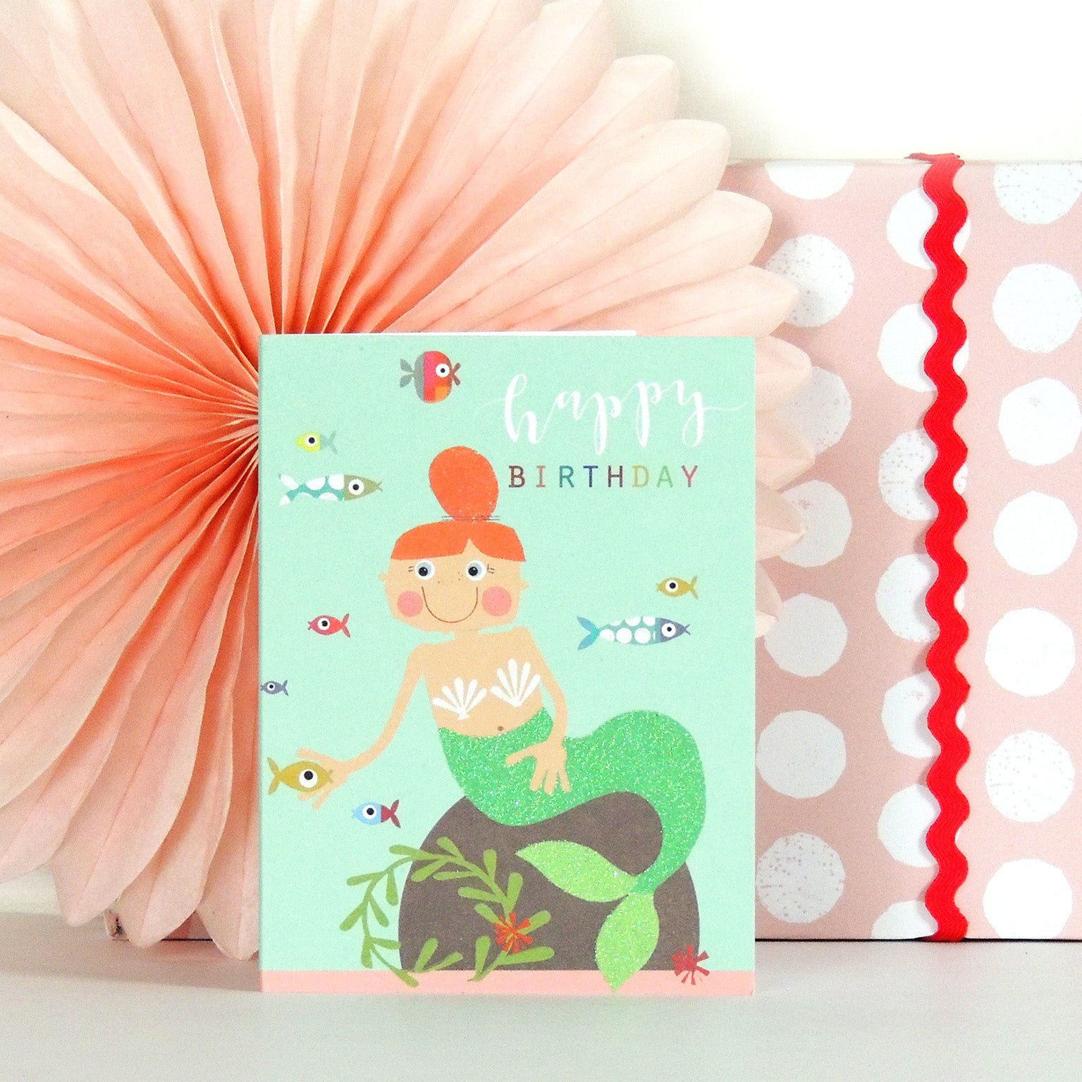 mini glittery mermaid birthday card