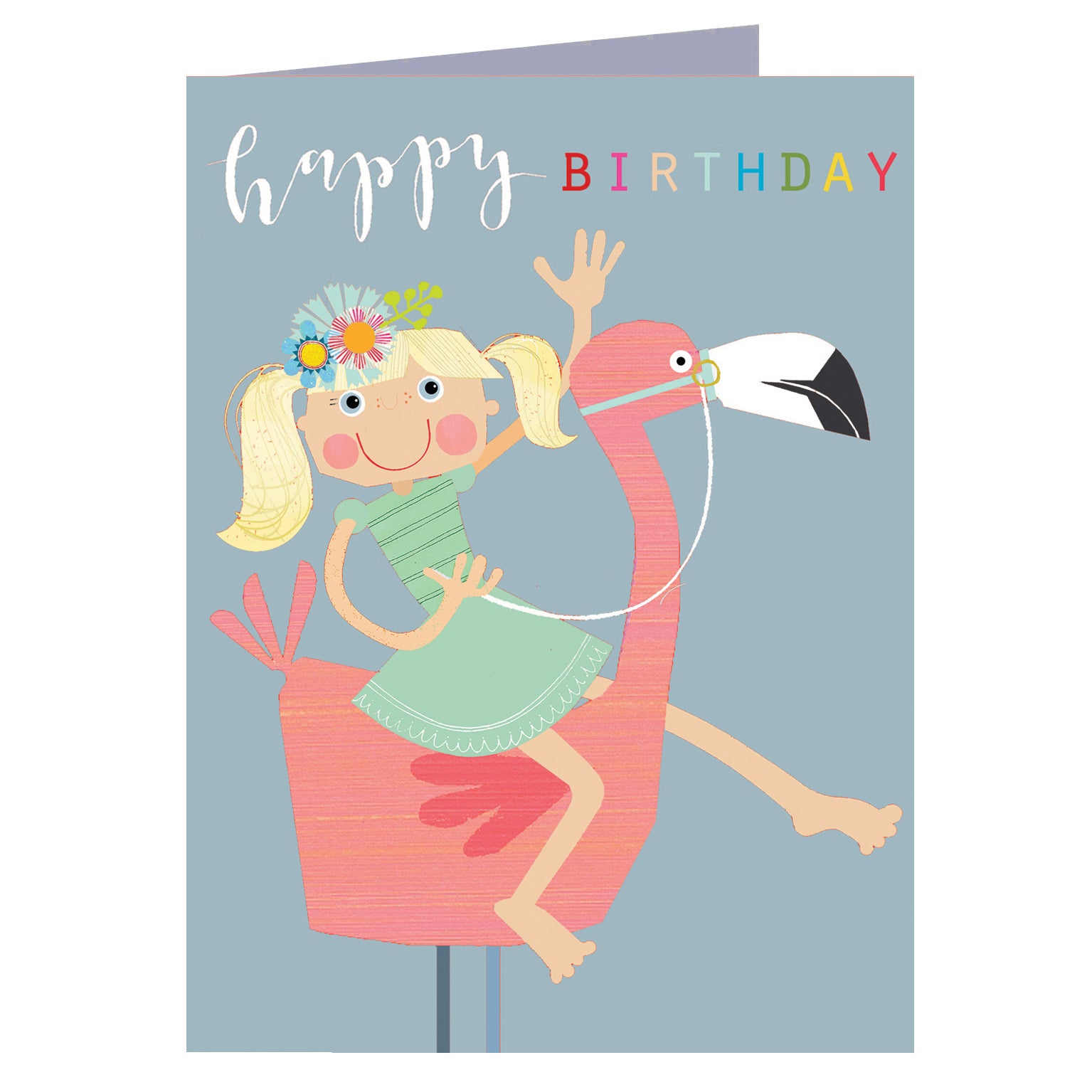 mini glittery flamingo birthday card