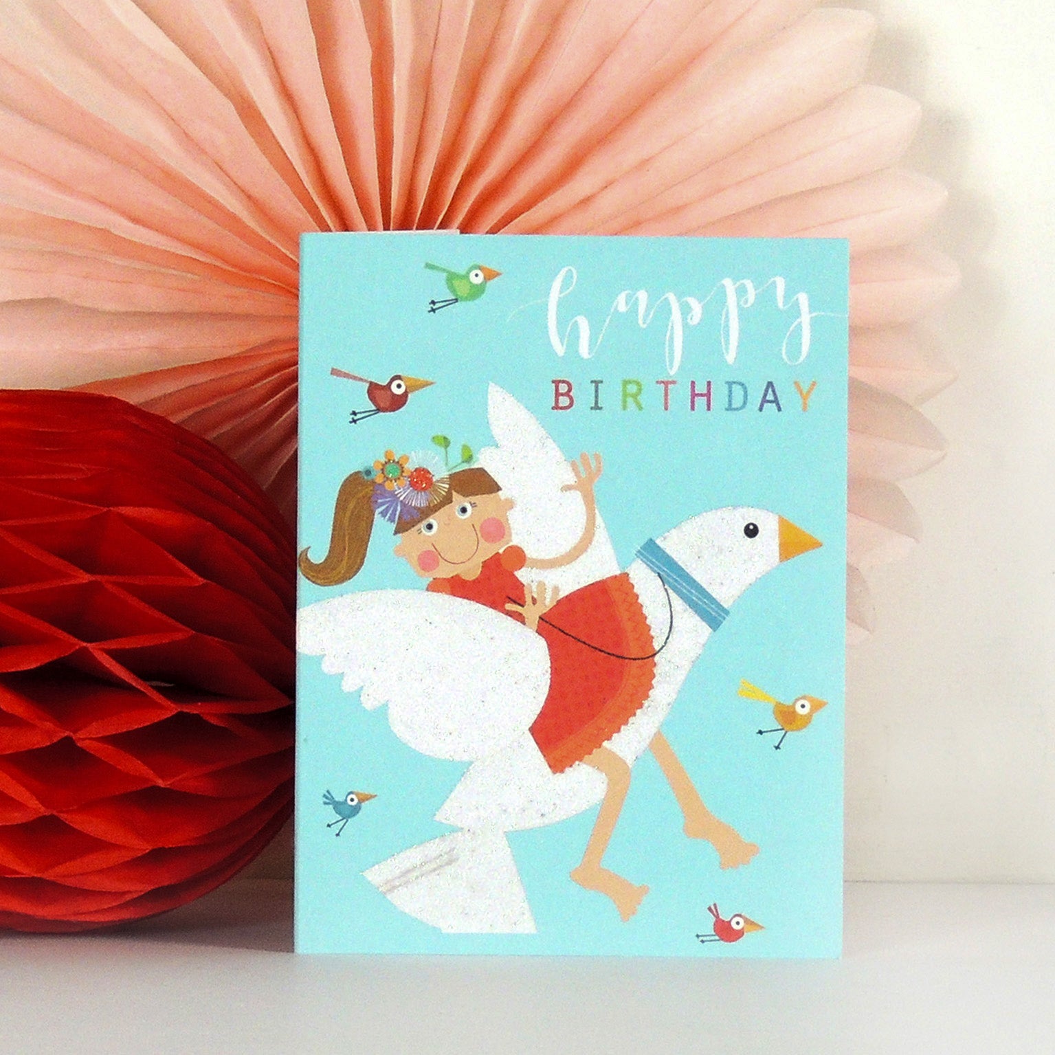 KTG05 mini glittery dove birthday card