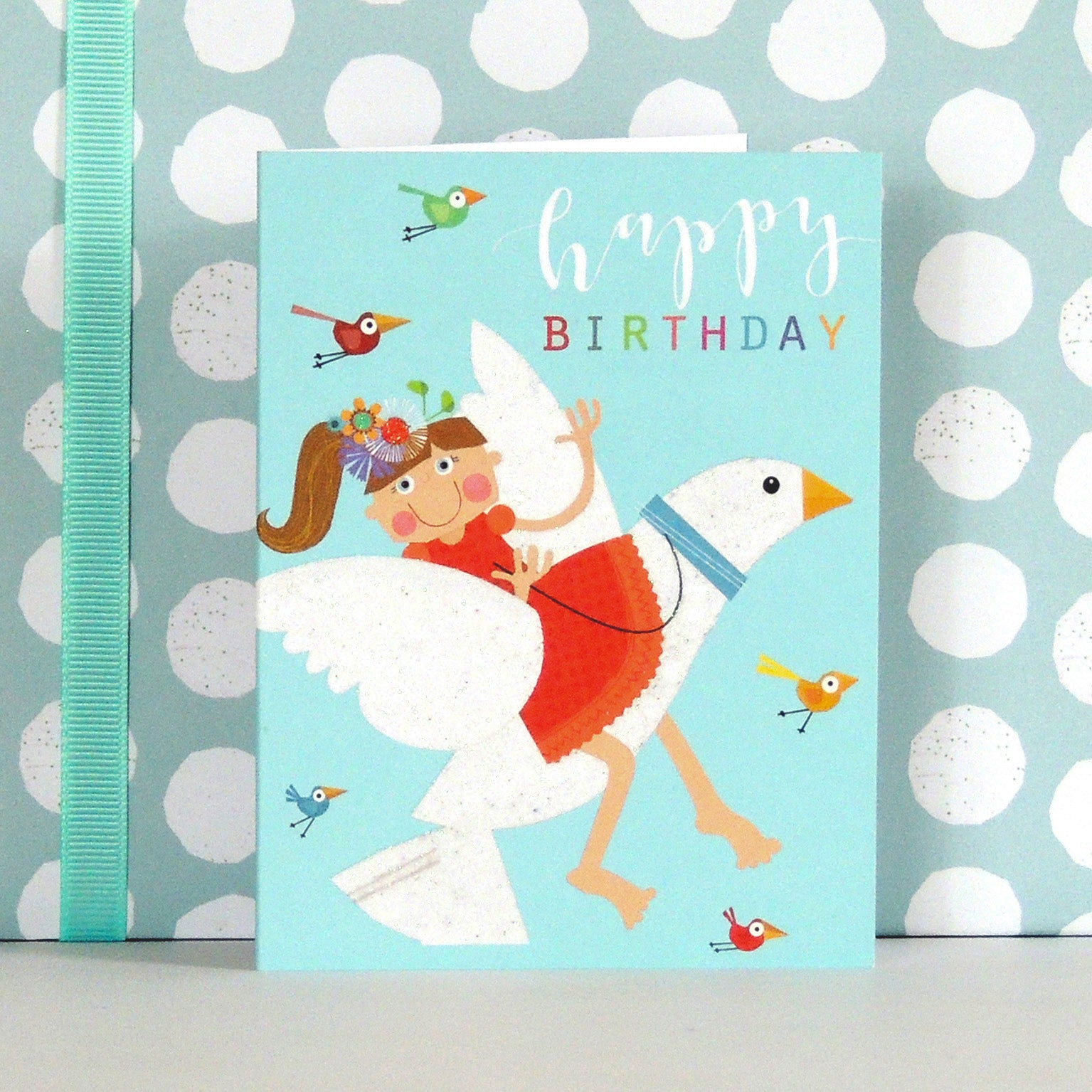 KTG05 mini glittery dove birthday card