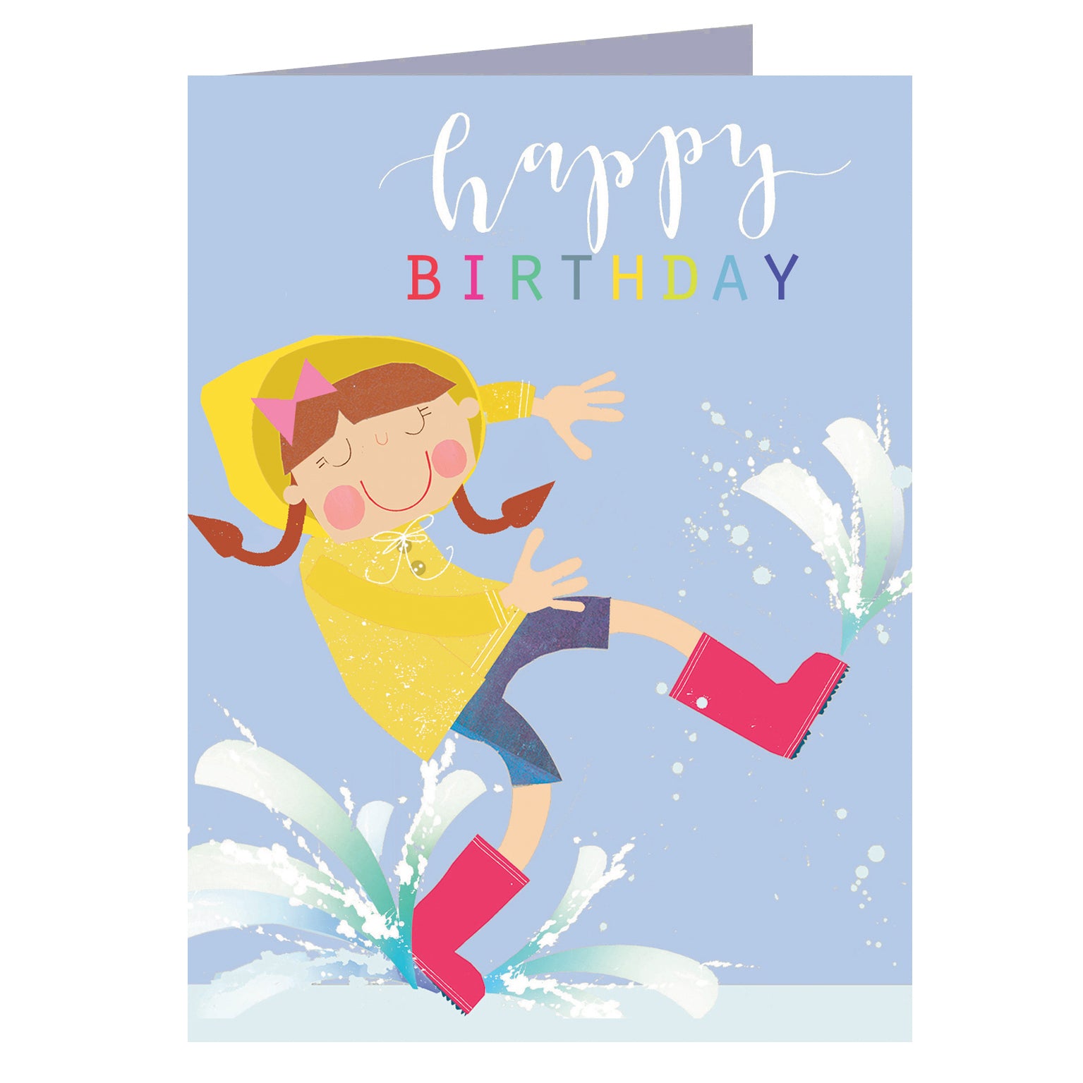 mini glittery puddle jumping birthday card