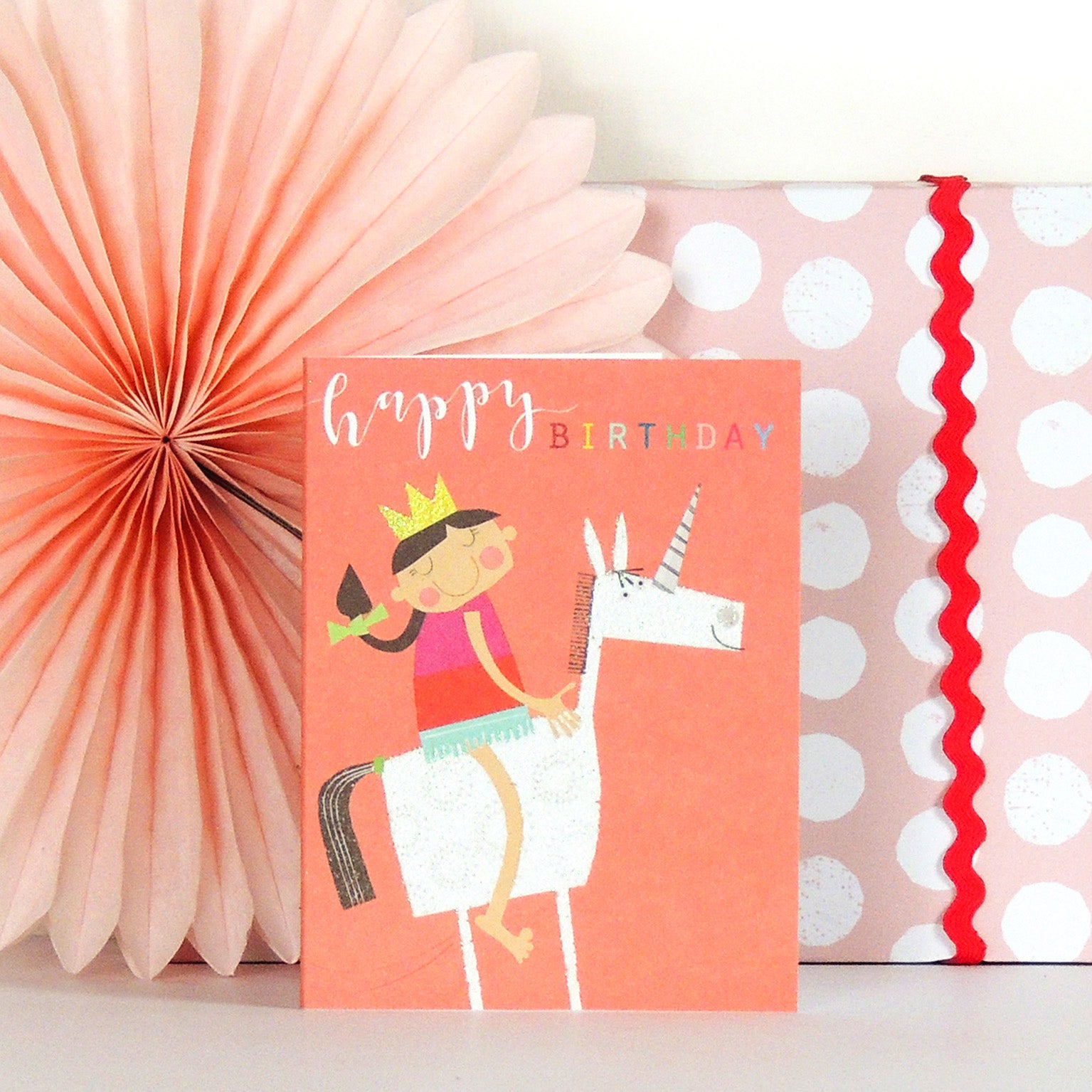 mini glittery unicorn birthday card