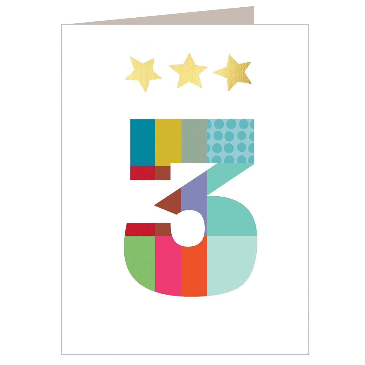 mini gold star number three card