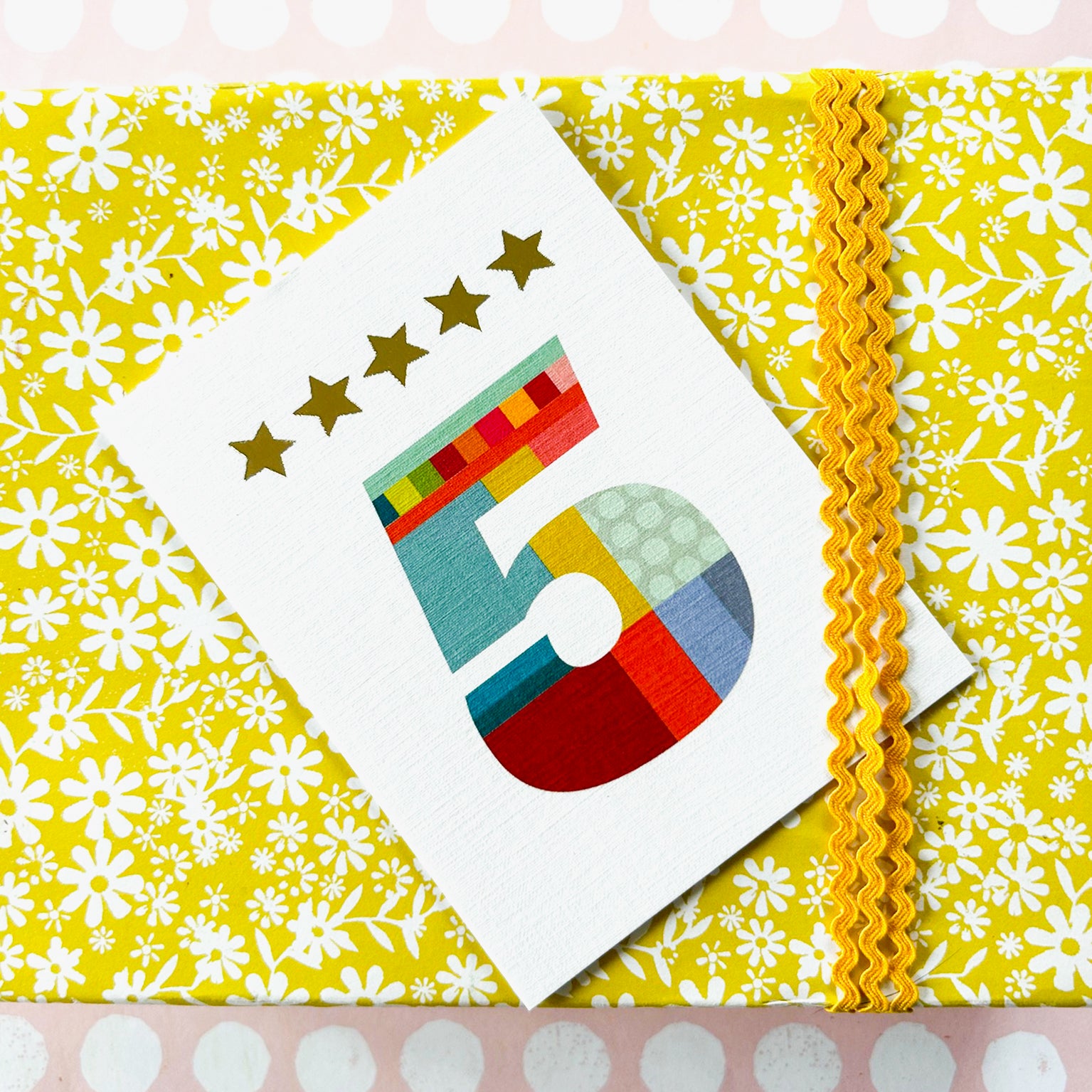 mini gold star number five card