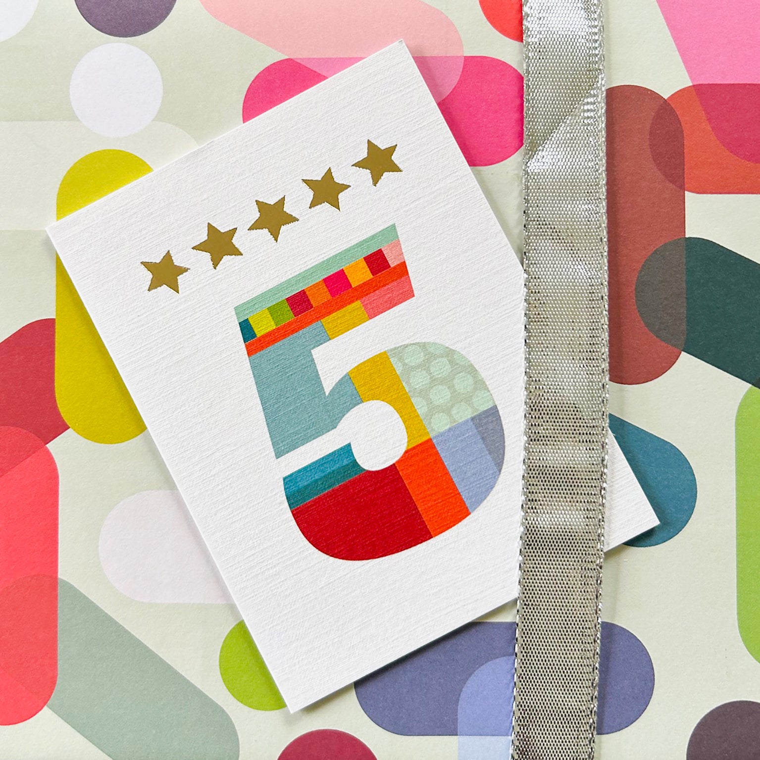 mini gold star number five card