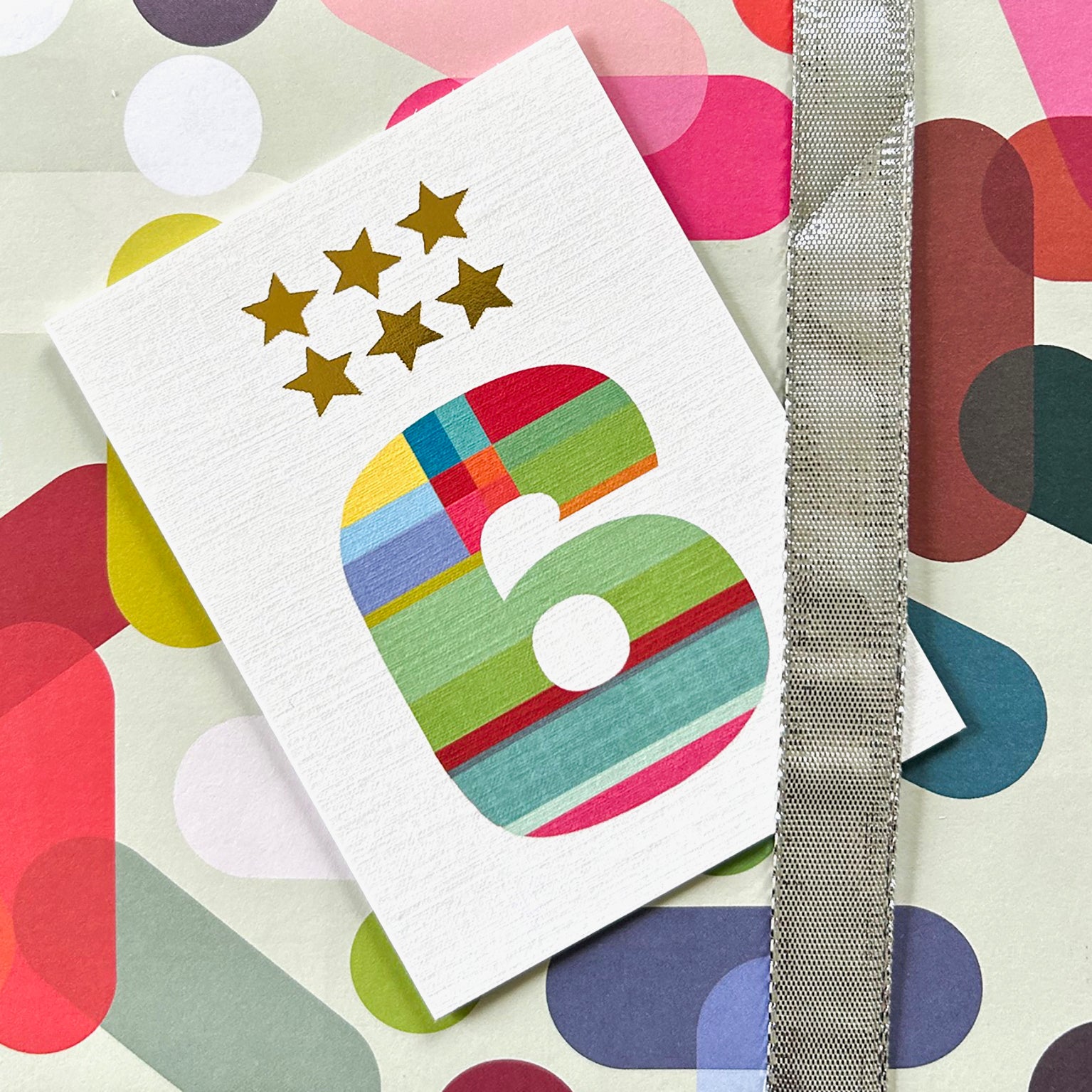 mini gold star number six card