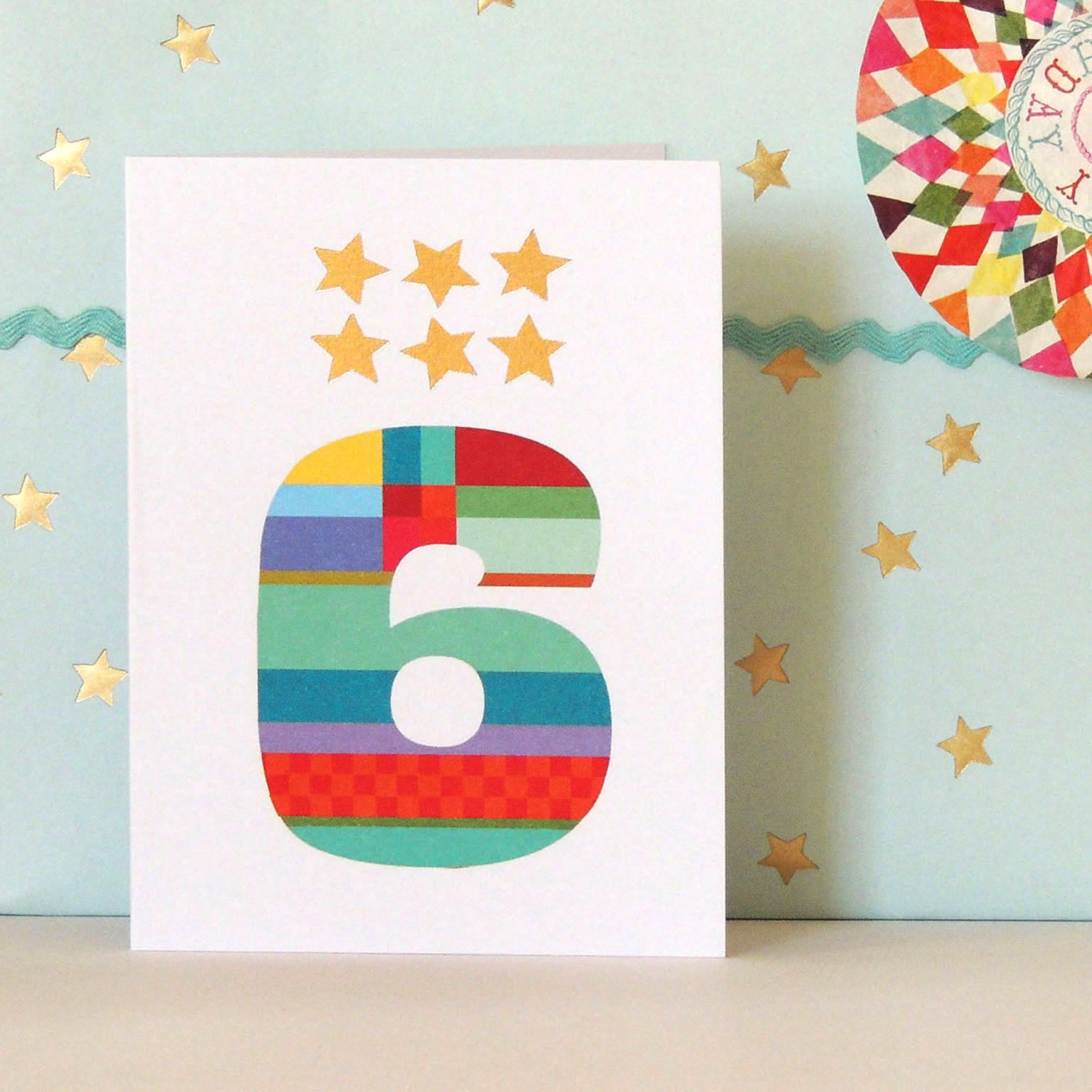 mini gold star number six card