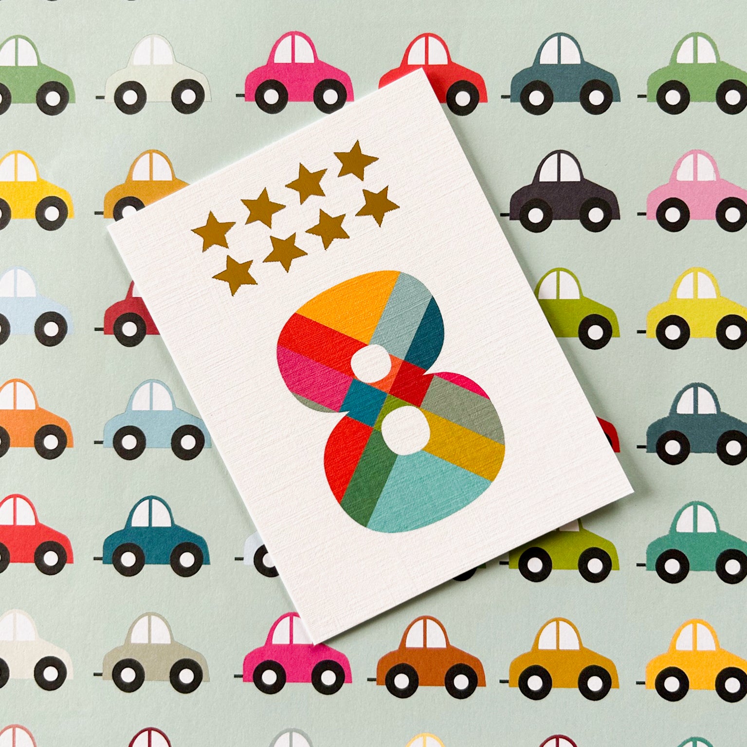 mini gold star number eight card