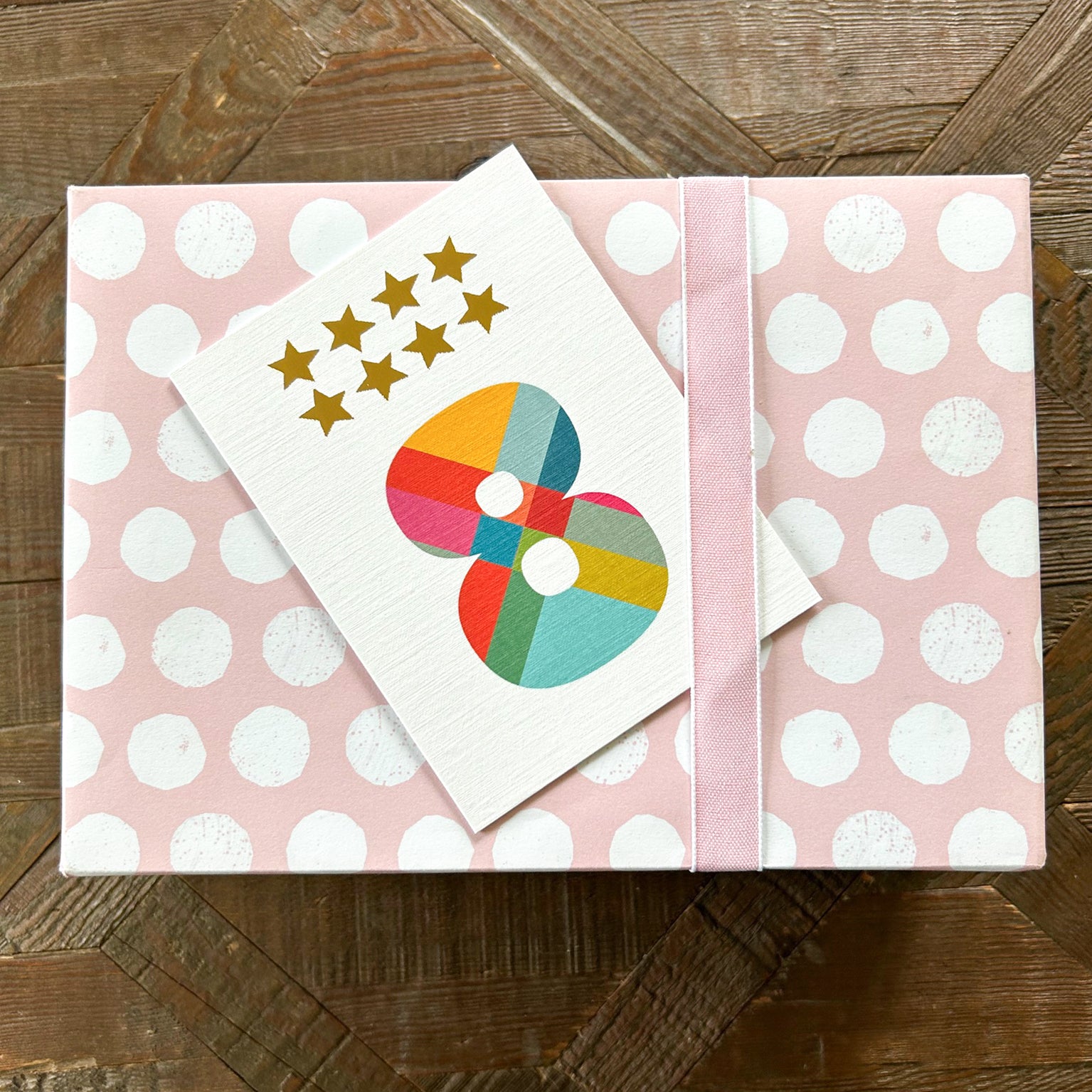 mini gold star number eight card