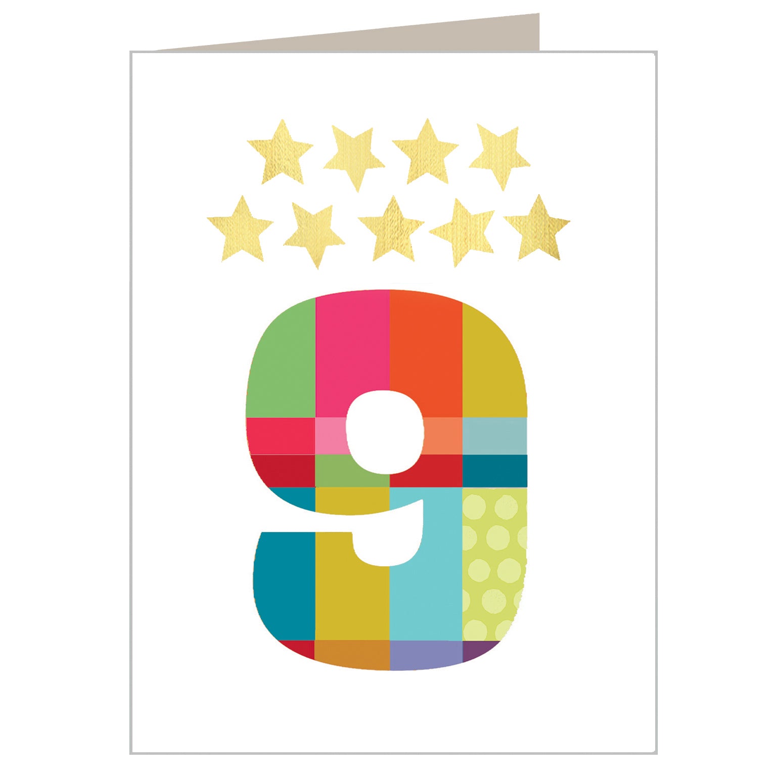 mini gold star number nine card