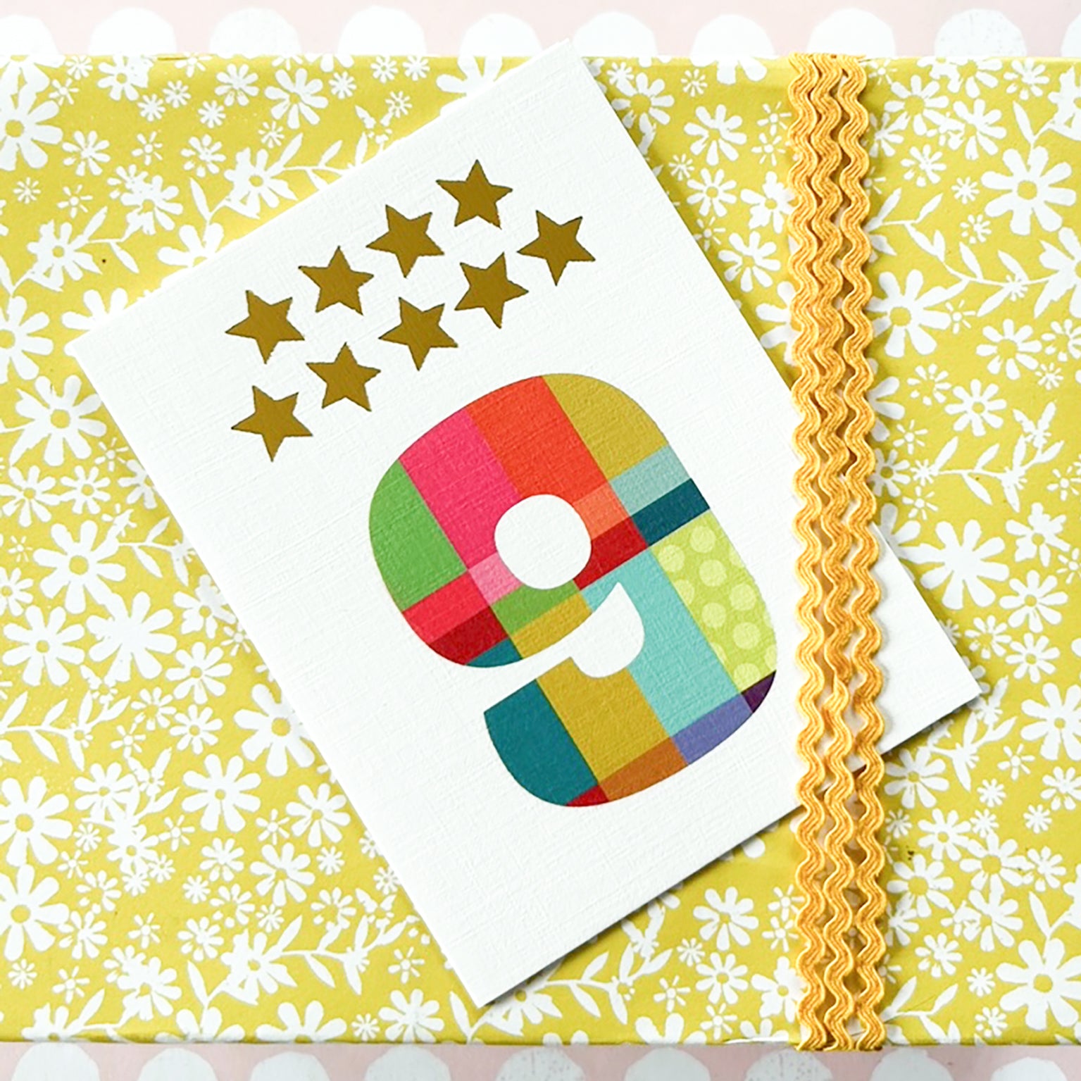 mini gold star number nine card