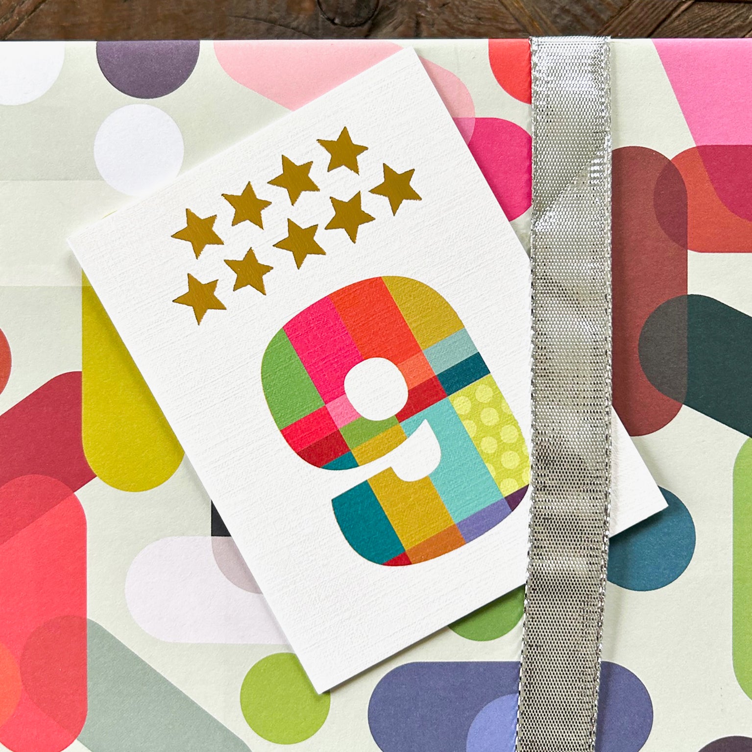 mini gold star number nine card