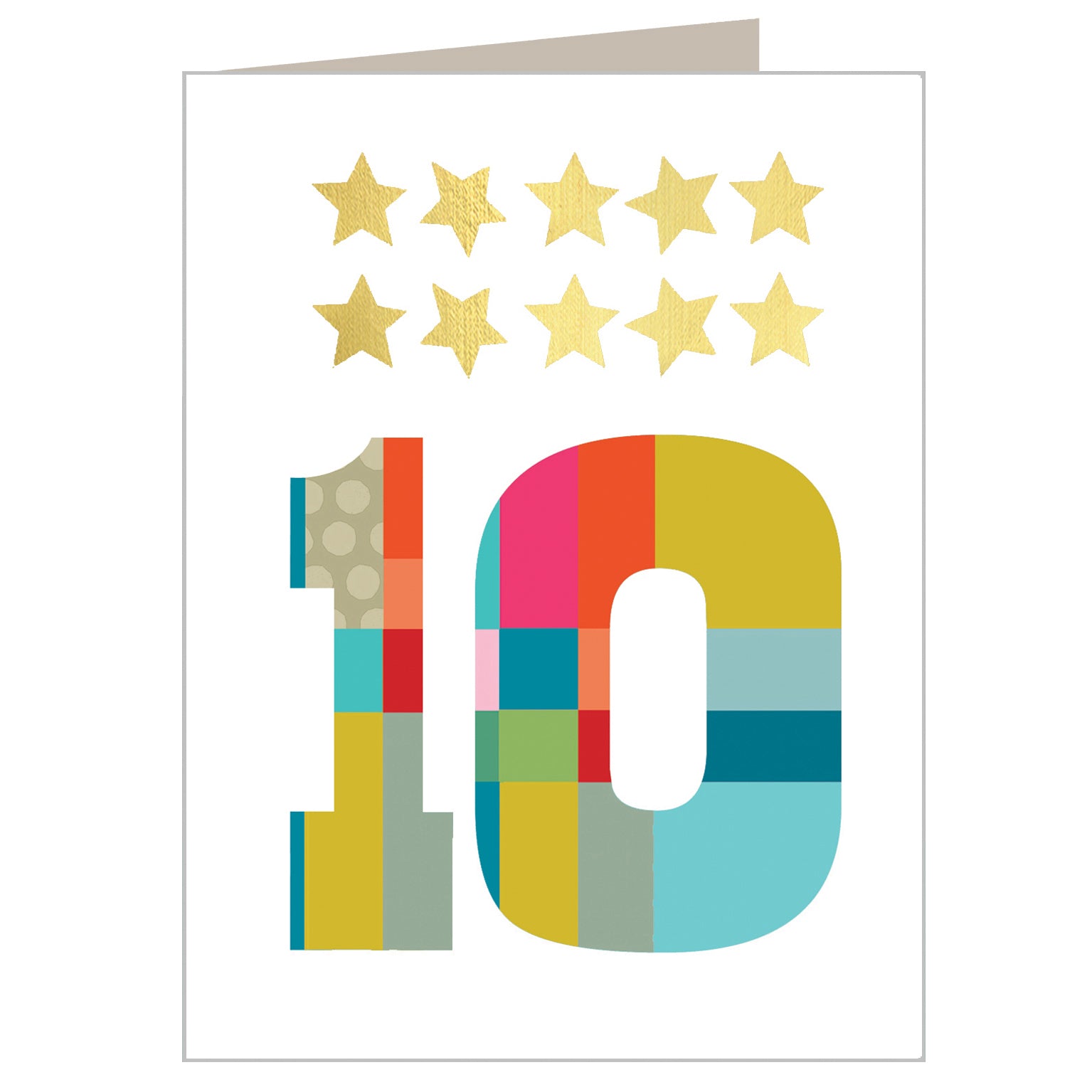 mini gold star number ten card